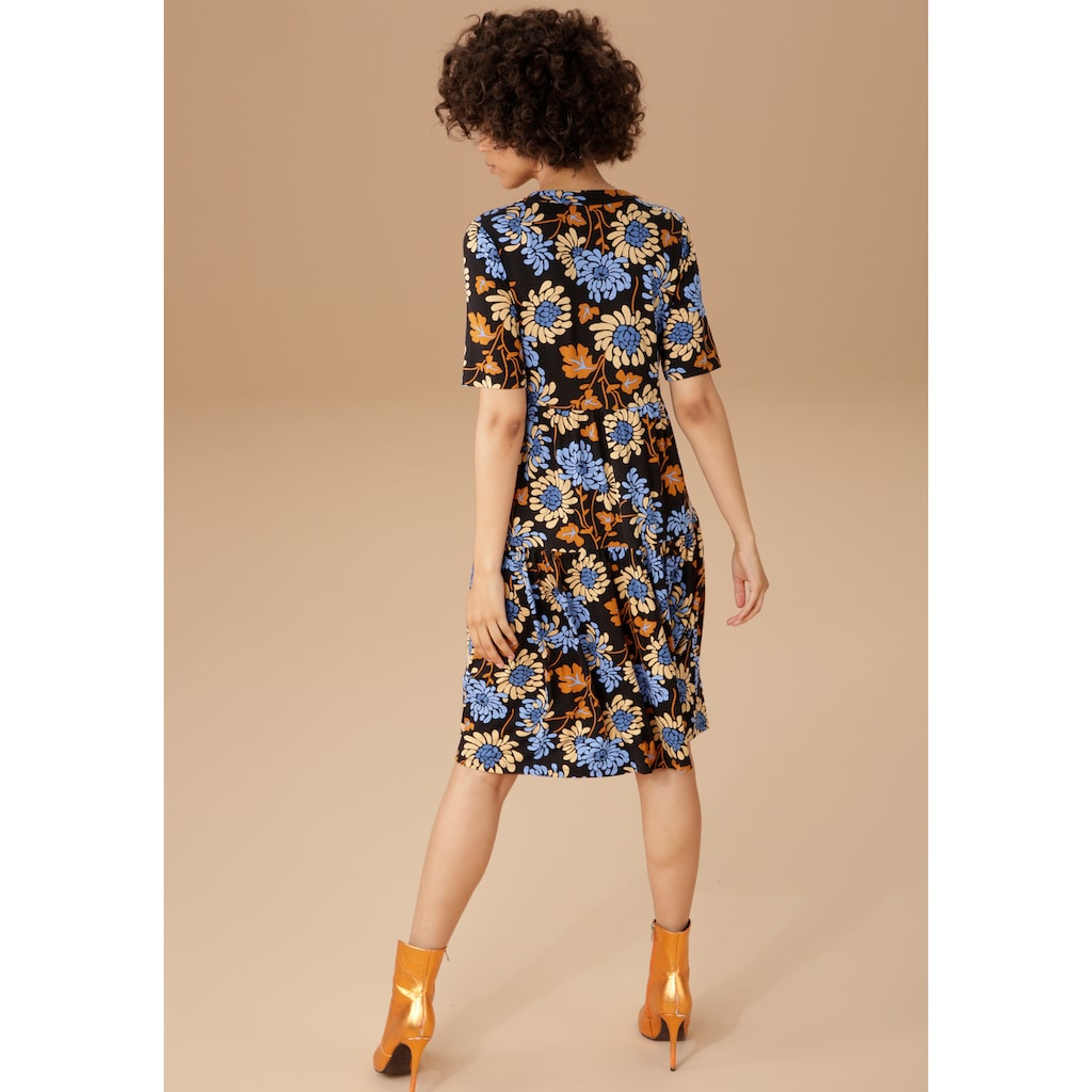 Aniston CASUAL Jerseykleid, mit graphischem Blumendruck - NEUE KOLLEKTION