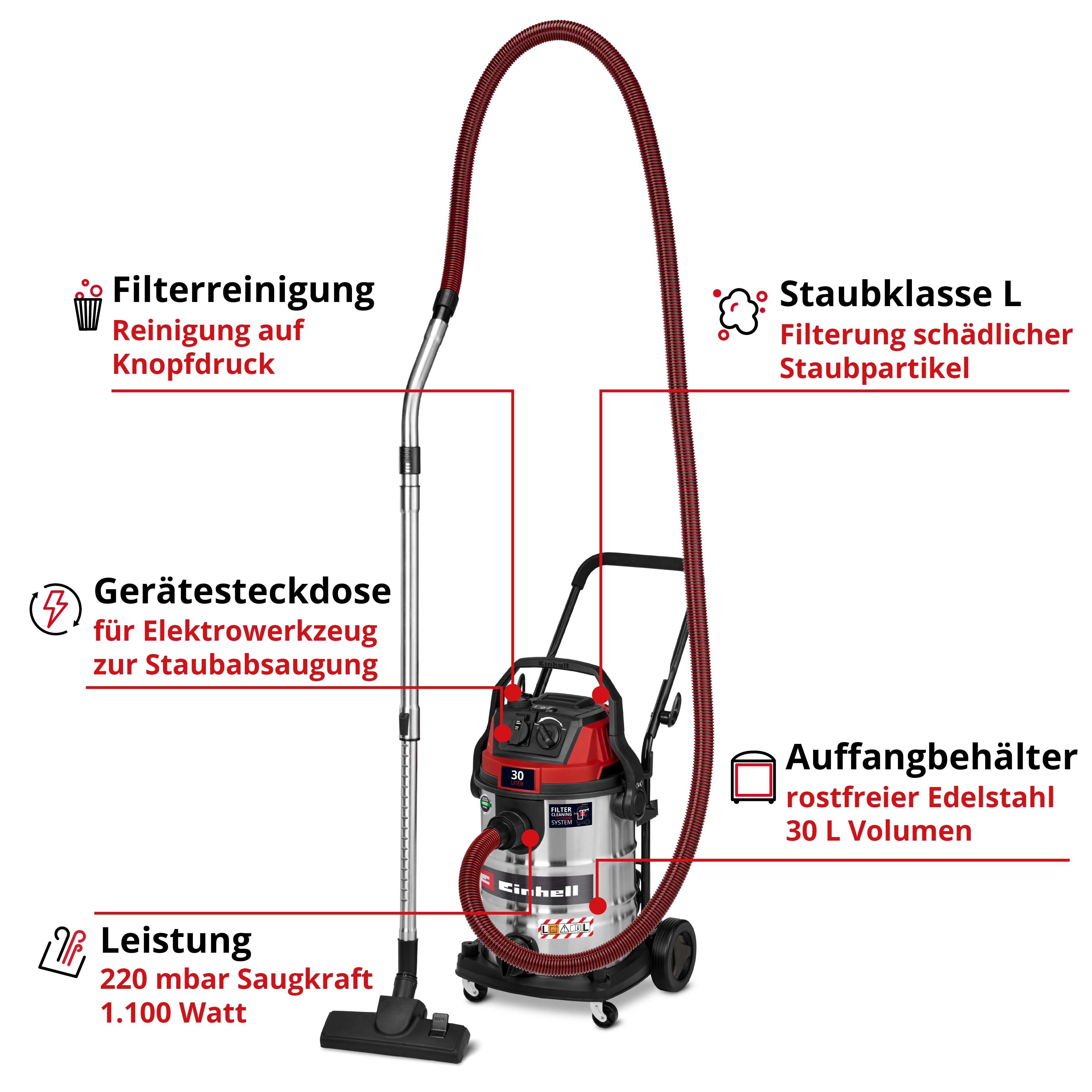 Einhell Nass-Trocken-Sauger "TE-VC 3080 SACL" Ohne Akku, ohne Ladegerät günstig online kaufen