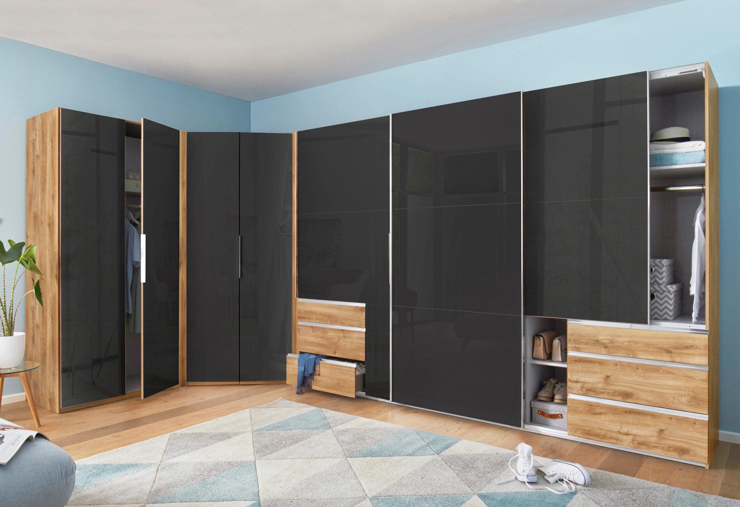 Wimex Kleiderschrank »Level by fresh to go« Türen vollflächig mit farbigem Glas