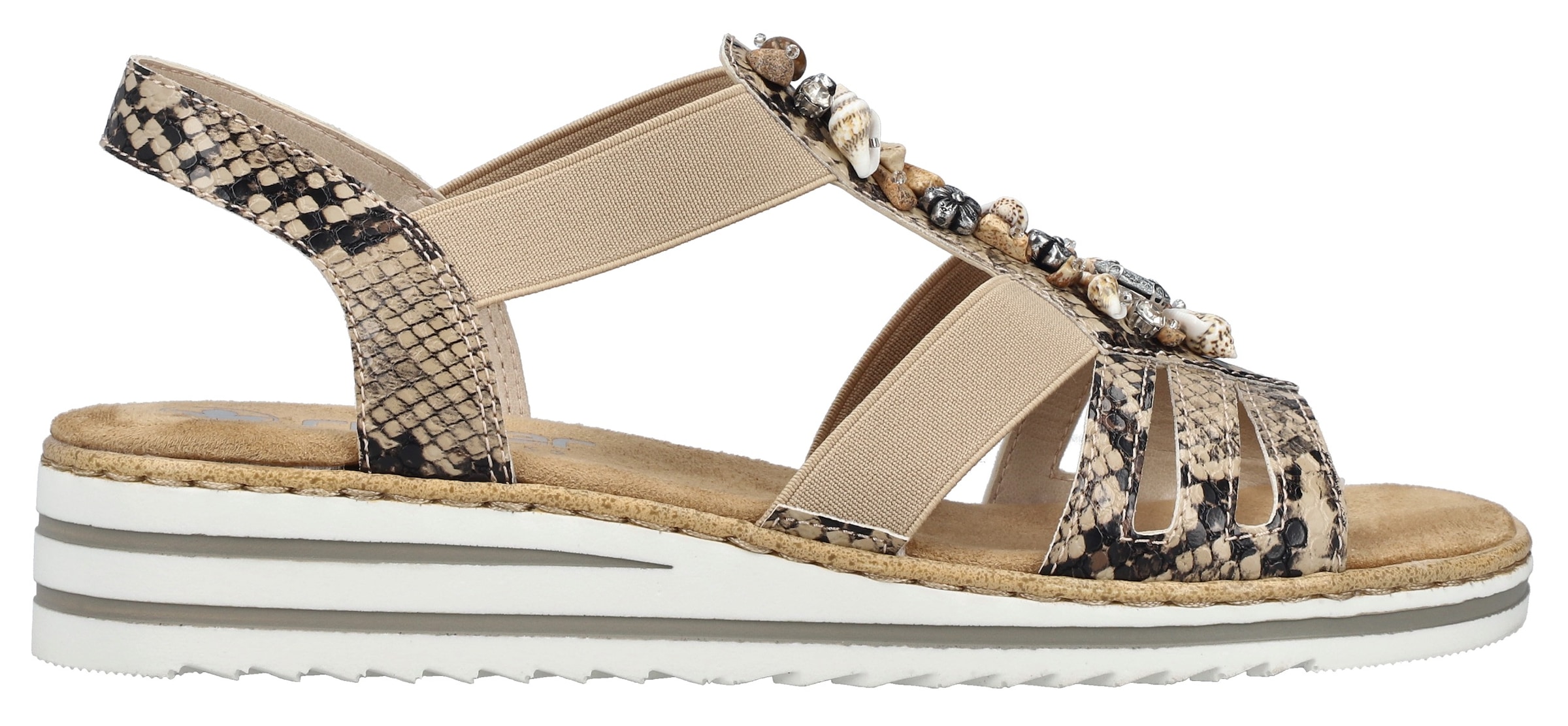 Rieker Riemchensandale  Sommerschuh, Sandalette, Keilabsatz, mit sommerlicher Verzierung