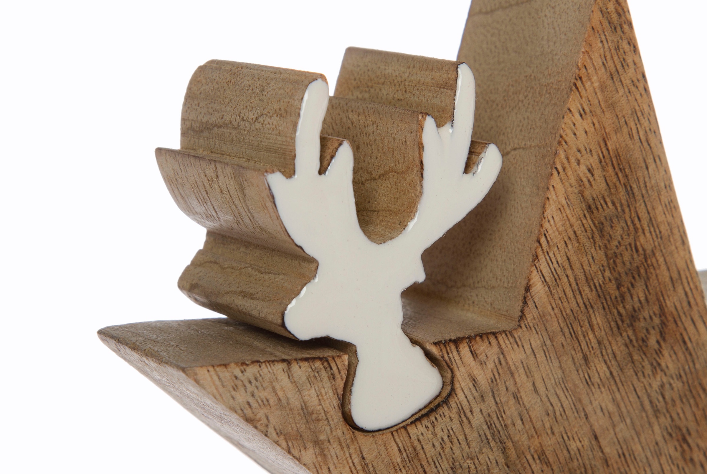 Myflair Möbel & Accessoires Dekostern »Star, Deko Puzzle Stern, mit kleinem Rentierkopf«, (2 St.), Weihnachtsdeko aus Holz, Weihnachtsstern, Höhe ca. 15 cm