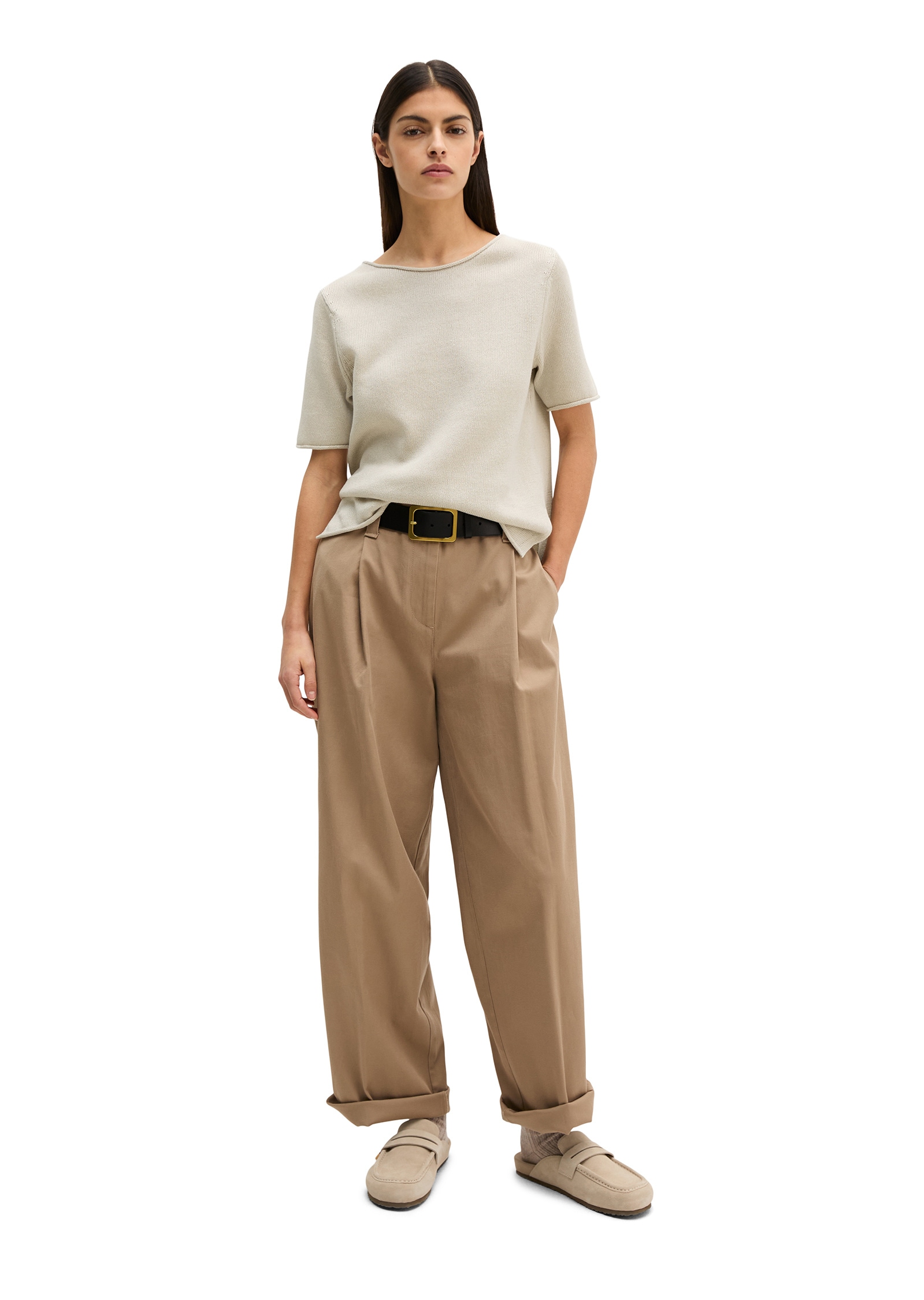 Marc O'Polo Kurzarmpullover »aus Organic-Cotton-Leinen-Mix«