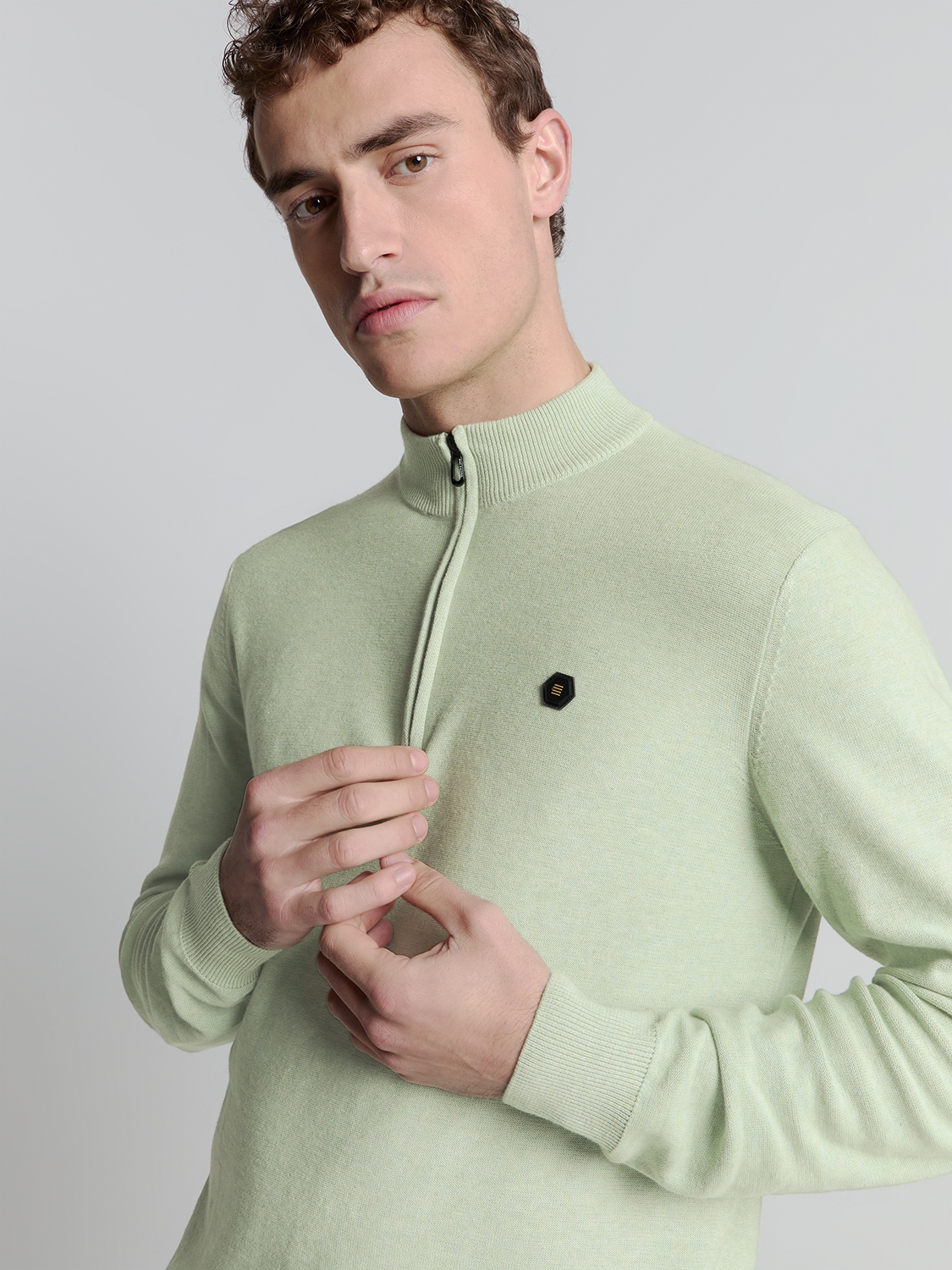 NO EXCESS Rundhalspullover »No Excess Halber Reißverschluss Pullover«