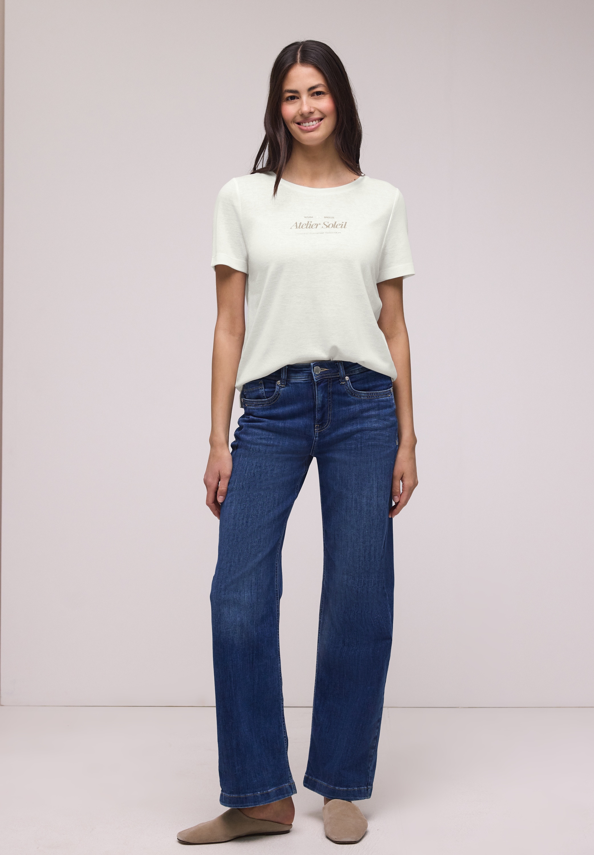 STREET ONE T-Shirt in Leinen-Optik