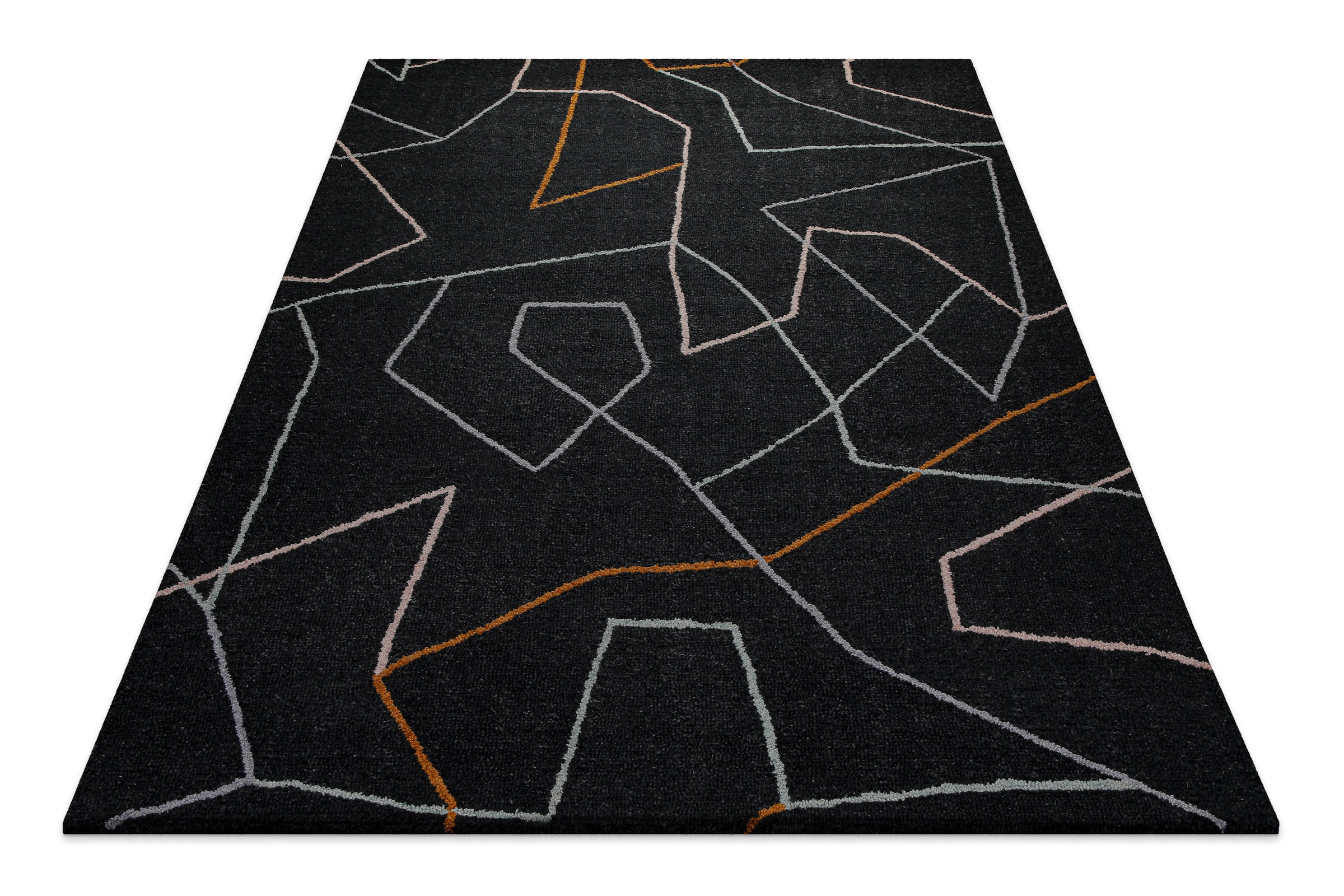 Wecon home Teppich »Nox«, rechteckig, 6 mm Höhe, Wollteppich, abstrakt, hochwertig, handgetuftet, robust, modern