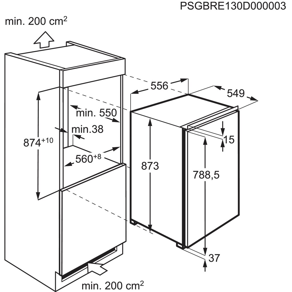 AEG Einbaukühlschrank »SKE688E1AF«, SKE688E1AF, 87,3 cm hoch, 55,6 cm breit