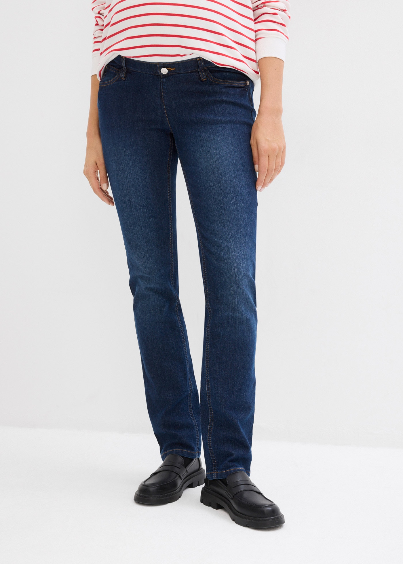 bonprix Umstandsjeans 1 tlg. regular fit, gerades Bein, breiter Bund aus Baumwolljersey, 5-Pocket