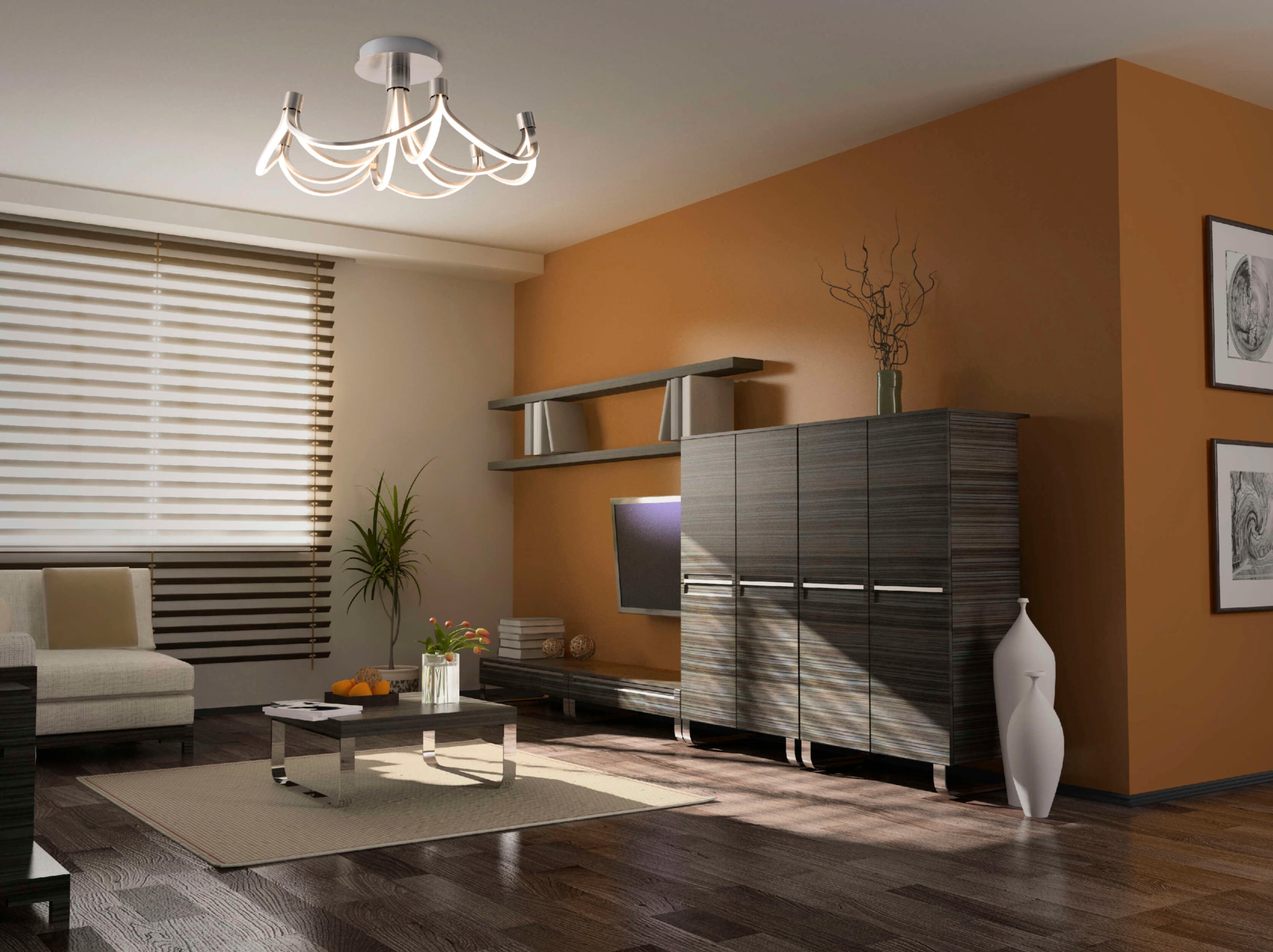 näve LED Deckenleuchte »Festos«, 1 flammig, Leuchtmittel LED-Modul | LED fest integriert, Krone, in 3-Stufen dimmbar, nickelmatt, warmweiße LED, D: 60cm