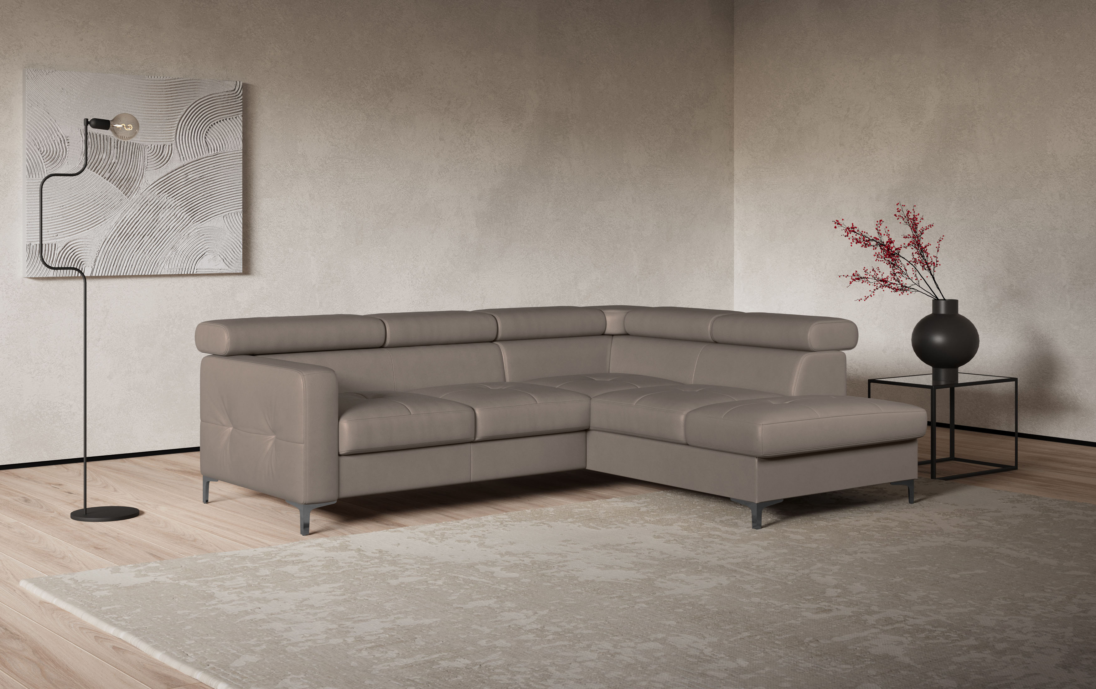 COTTA Ecksofa "Sammy L-Form" mit Kopfteilverstellung, wahlweise mit Schlaffunktion & Bettkasten