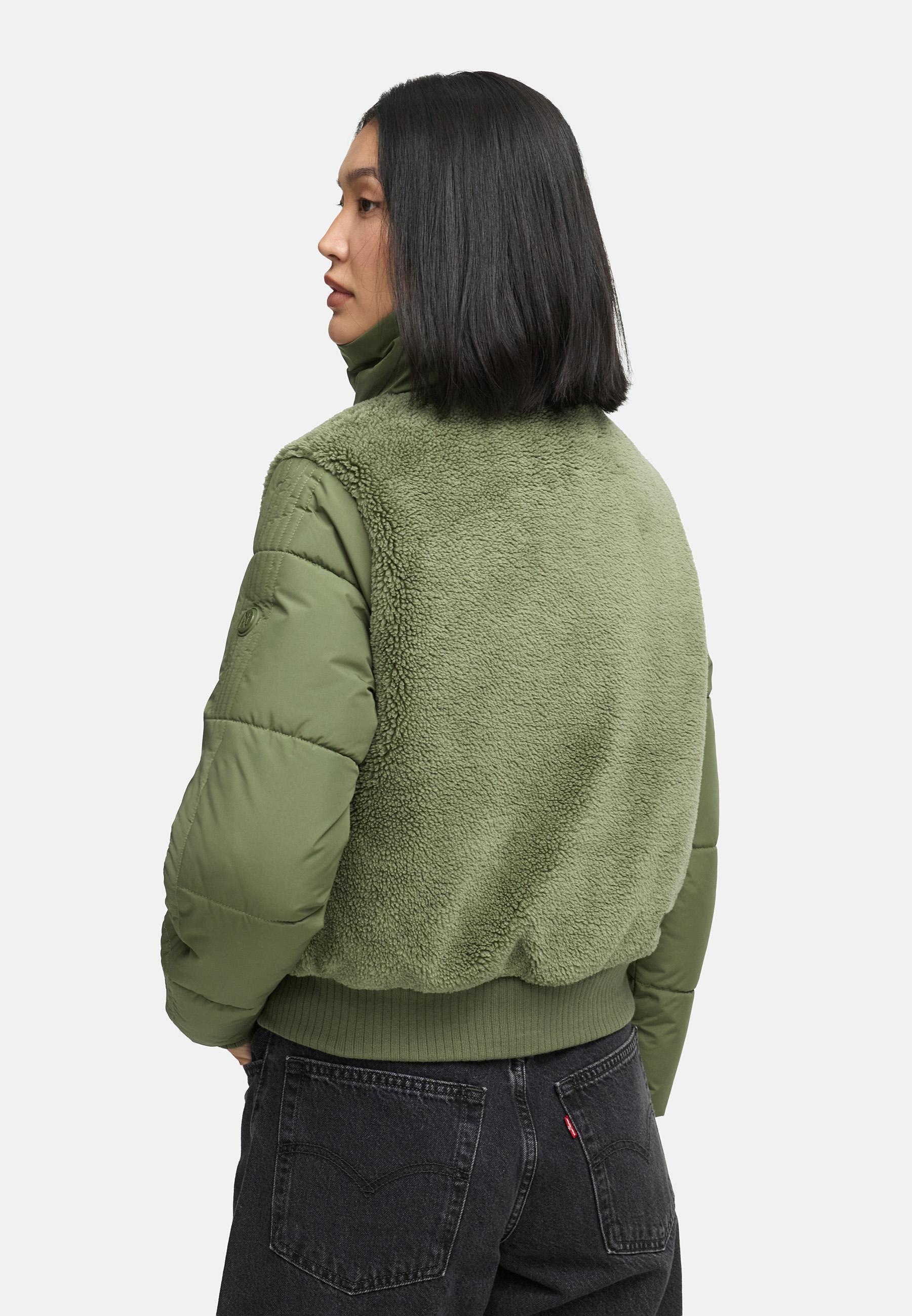 Navahoo Plüschjacke »Teddyzone 14«, ohne Kapuze, Teddy-Fleece Jacke mit hohem Kragen