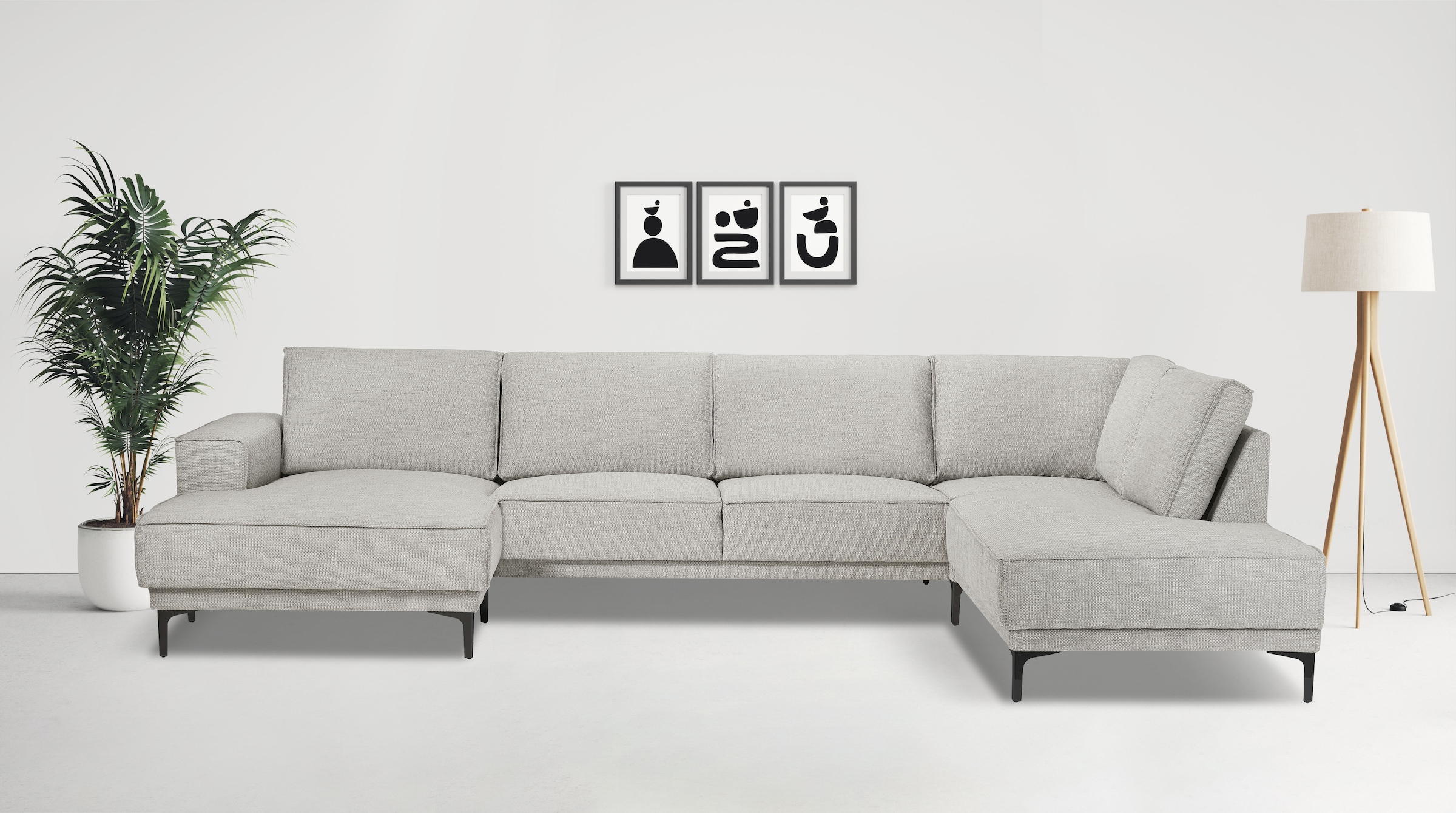 Places of Style Wohnlandschaft "XXL Sofa Oland, Struktur, Flachgewebe, Luxu günstig online kaufen