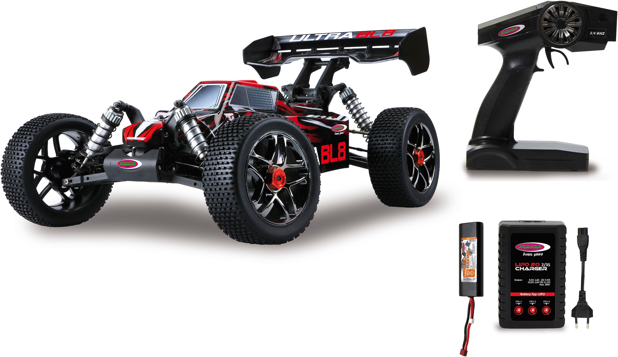 Jamara RC-Buggy »Ultra BL8 Buggy 4WD, 1:8, Lipo 2,4GHz«, mit Allradantrieb