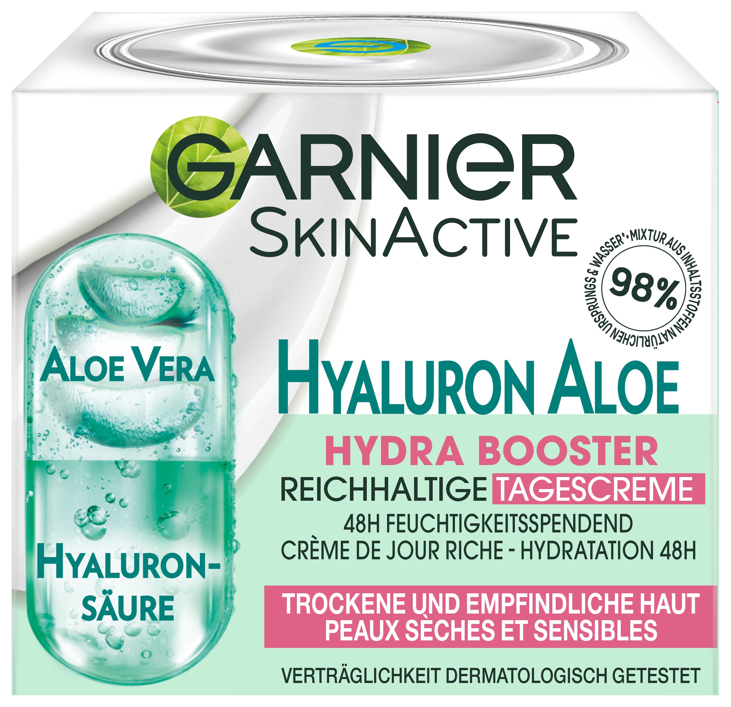 GARNIER Gesichtsgel »Garnier Hyaluron Aloe Reichhaltige Tagescreme«, mit hoher Wirksamkeit