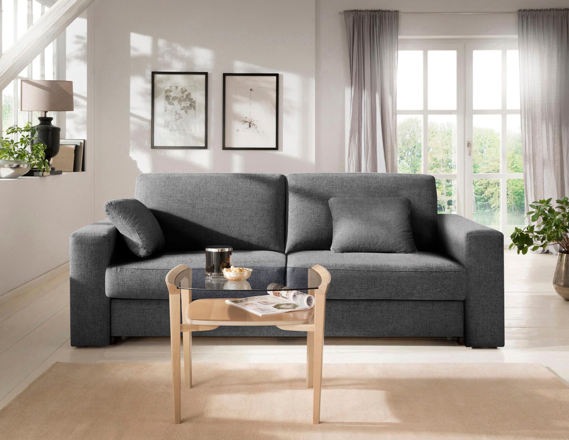 Home affaire Schlafsofa »Roma Matratzenhöhe 14 cm«, Dauerschlaffunktion, mit Unterfederung, Lattenrost, Matratze