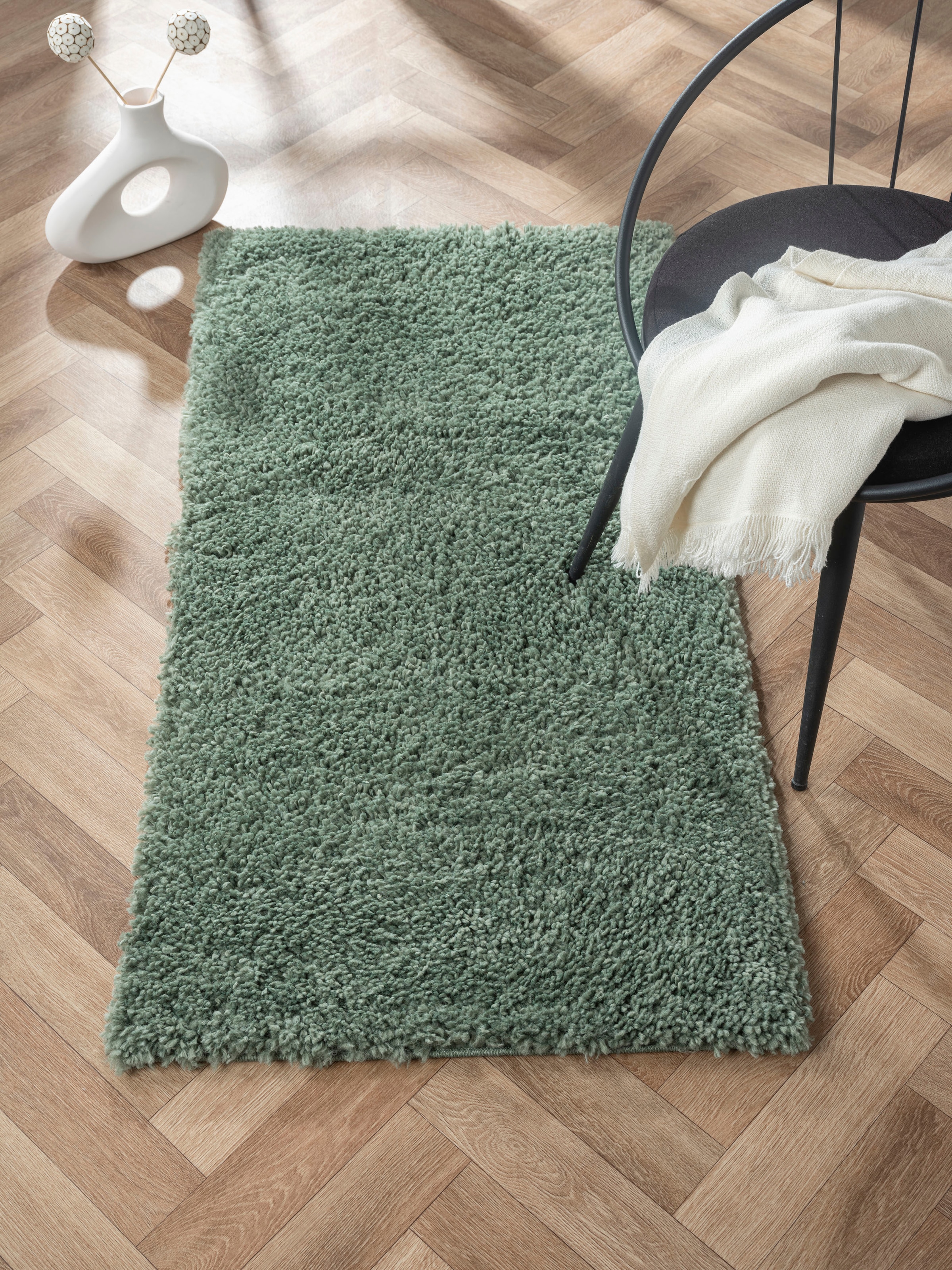 Myflair Möbel & Accessoires Hochflor-Teppich »My Shaggy«, rechteckig, 37 mm Höhe, Shaggy, Uni-Farben, leicht glänzend, Microfaser, extra flauschig