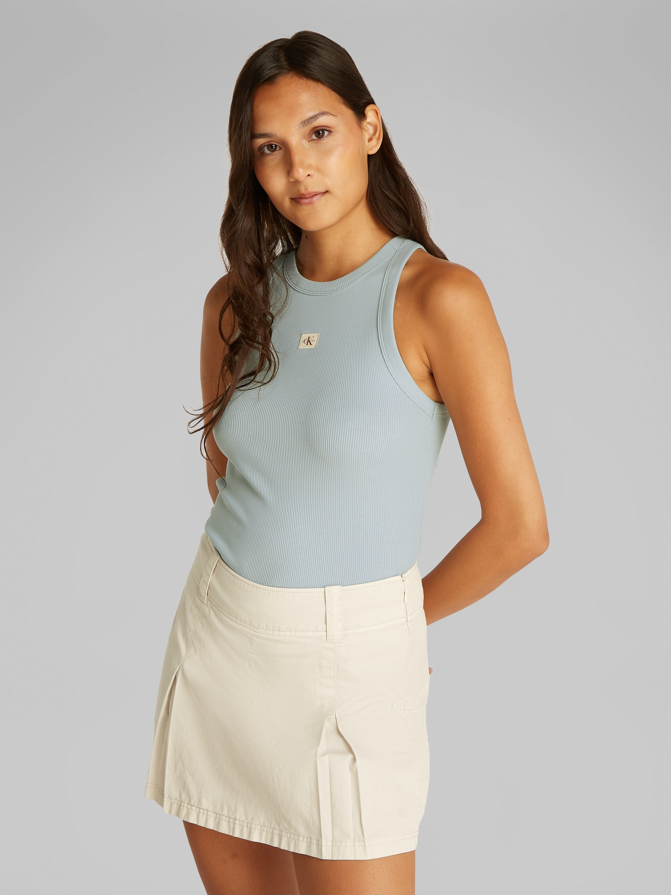 Calvin Klein Jeans Tanktop "WOVEN LABEL RIB TANK TOP", mit Logo günstig online kaufen