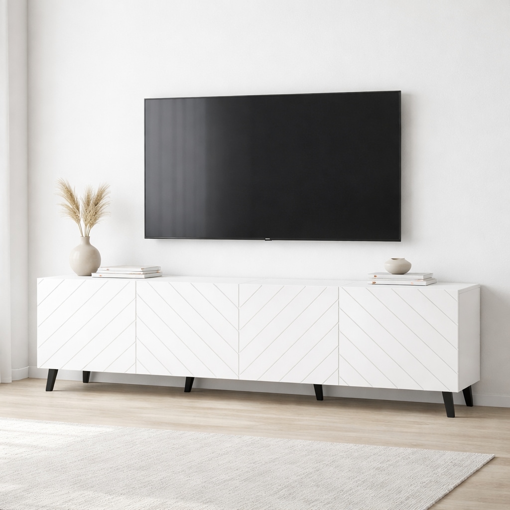 OTTO home Lowboard "HOLLY 2.0, TV-Board, TV-Kommode, TV-Schrank, TV-Unterschrank, TV-Möbel" Modernes lackiertes Hochglanz TV-Board, grifflos, Breite 200 cm