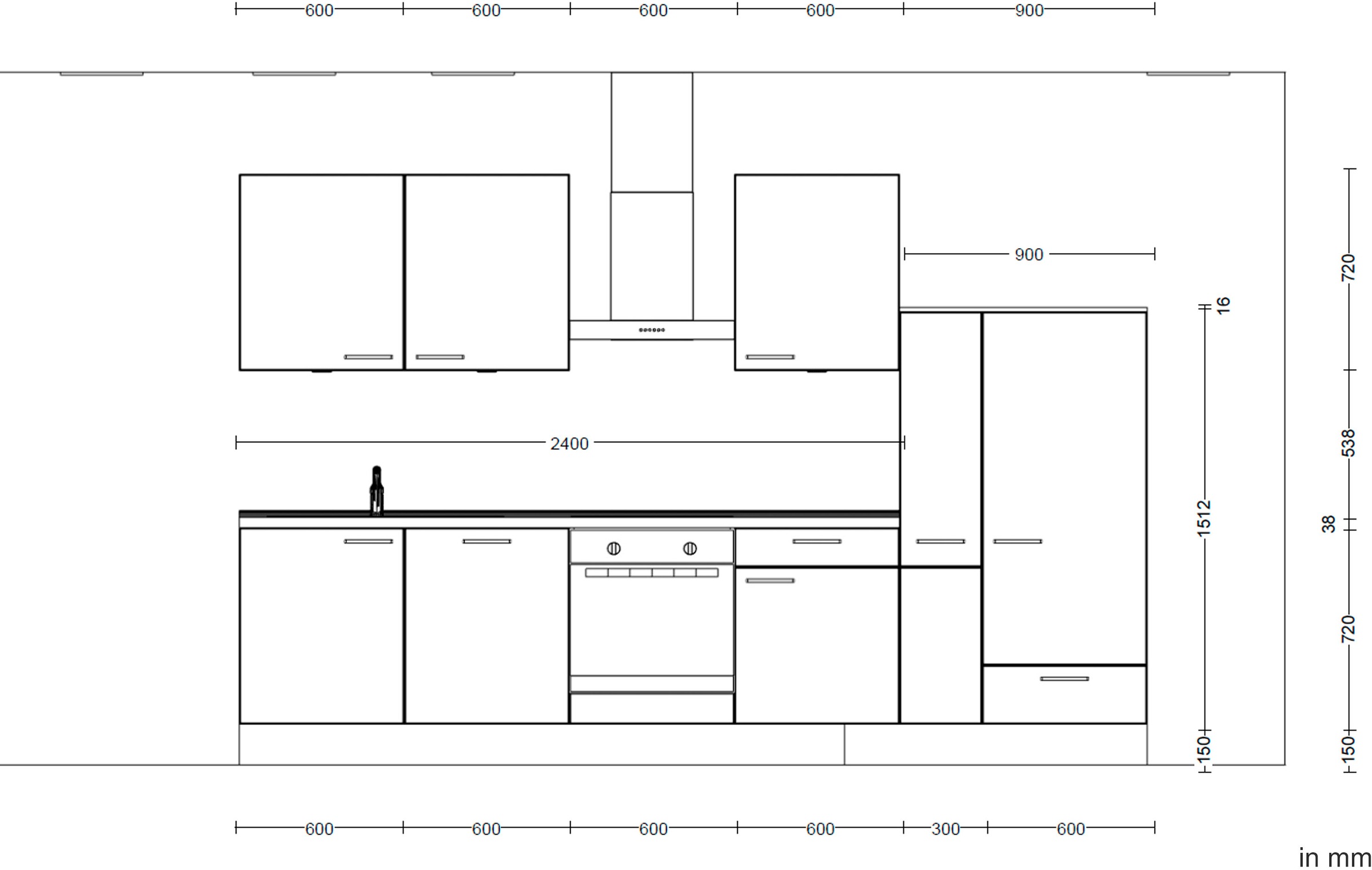 nobilia® Küchenzeile »"Structura basic"«, vormontiert, Ausrichtung wählbar, Breite 330 cm, mit E-Geräten