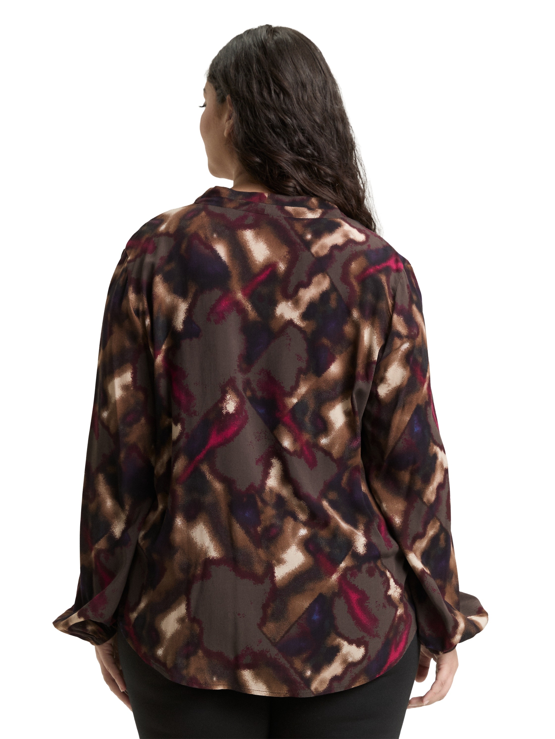 TOM TAILOR PLUS Langarmbluse mit grafischem Muster und V-Ausschnitt günstig online kaufen