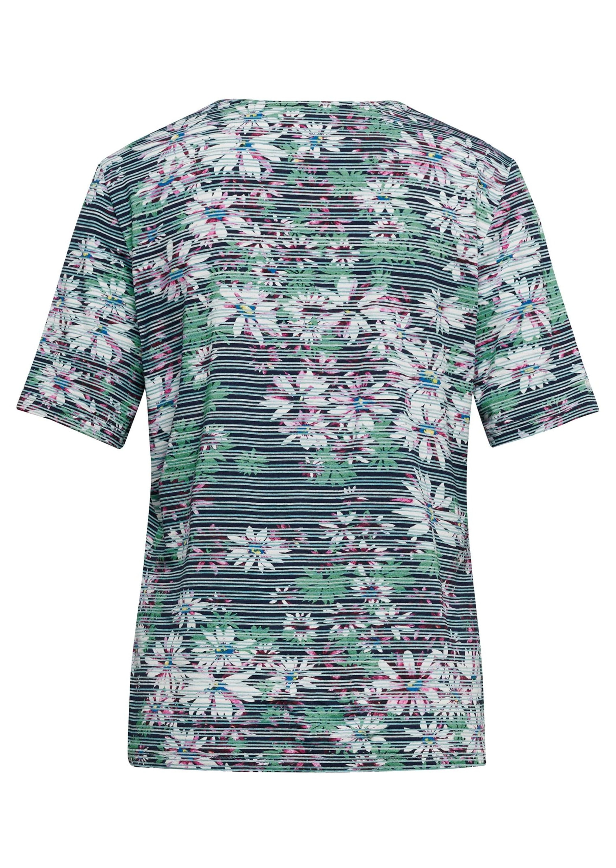 GOLDNER Print-Shirt »Druckshirt Bequemes Druckshirt in Blumen-Ringeloptik«