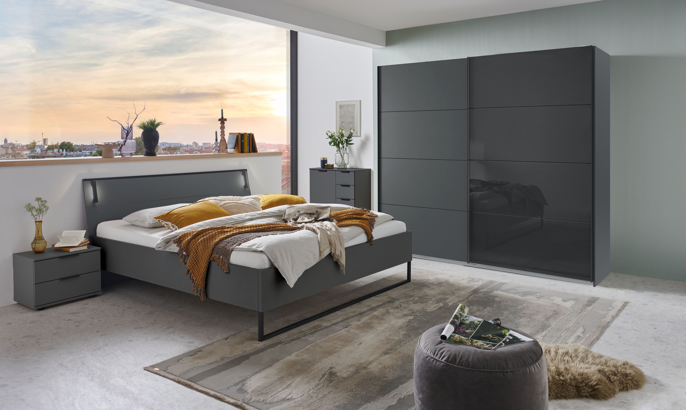 Wimex Kleiderschrank »Tilburg, Metallgriffe, Made in Germany« Breite 270cm wahlweise mit 2 oder 3 Türen,  mit Schwebetüren, jeweils 1 Glaselement, 180, 225 oder 270cm breit