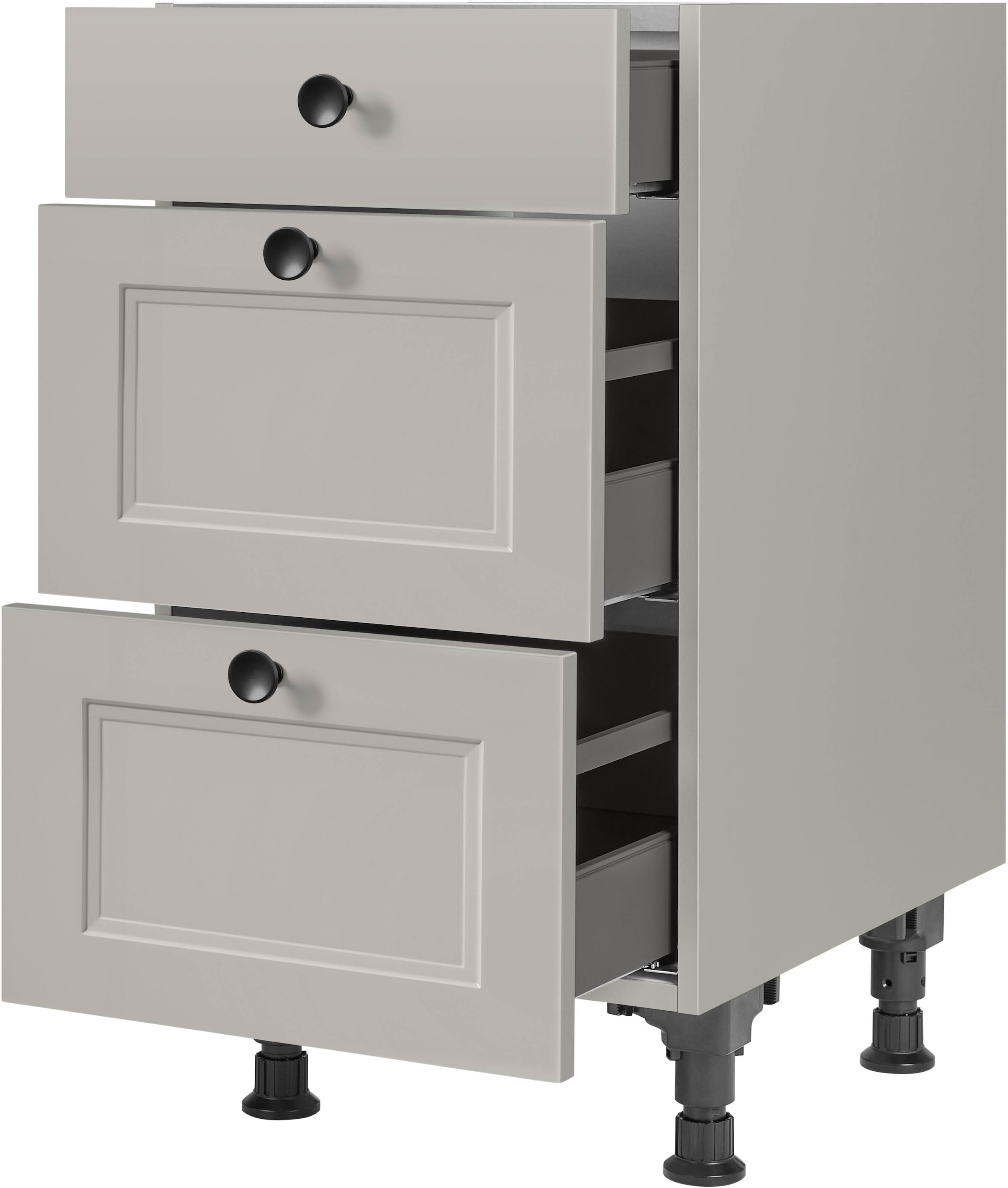 nobilia® Unterschrank »"Cascada", vormontiert, mit höhenverstellbaren Sockelfüßen, in den«, Breiten 30, 45, 60 und 90 cm, mit Schubkasten und Auszügen