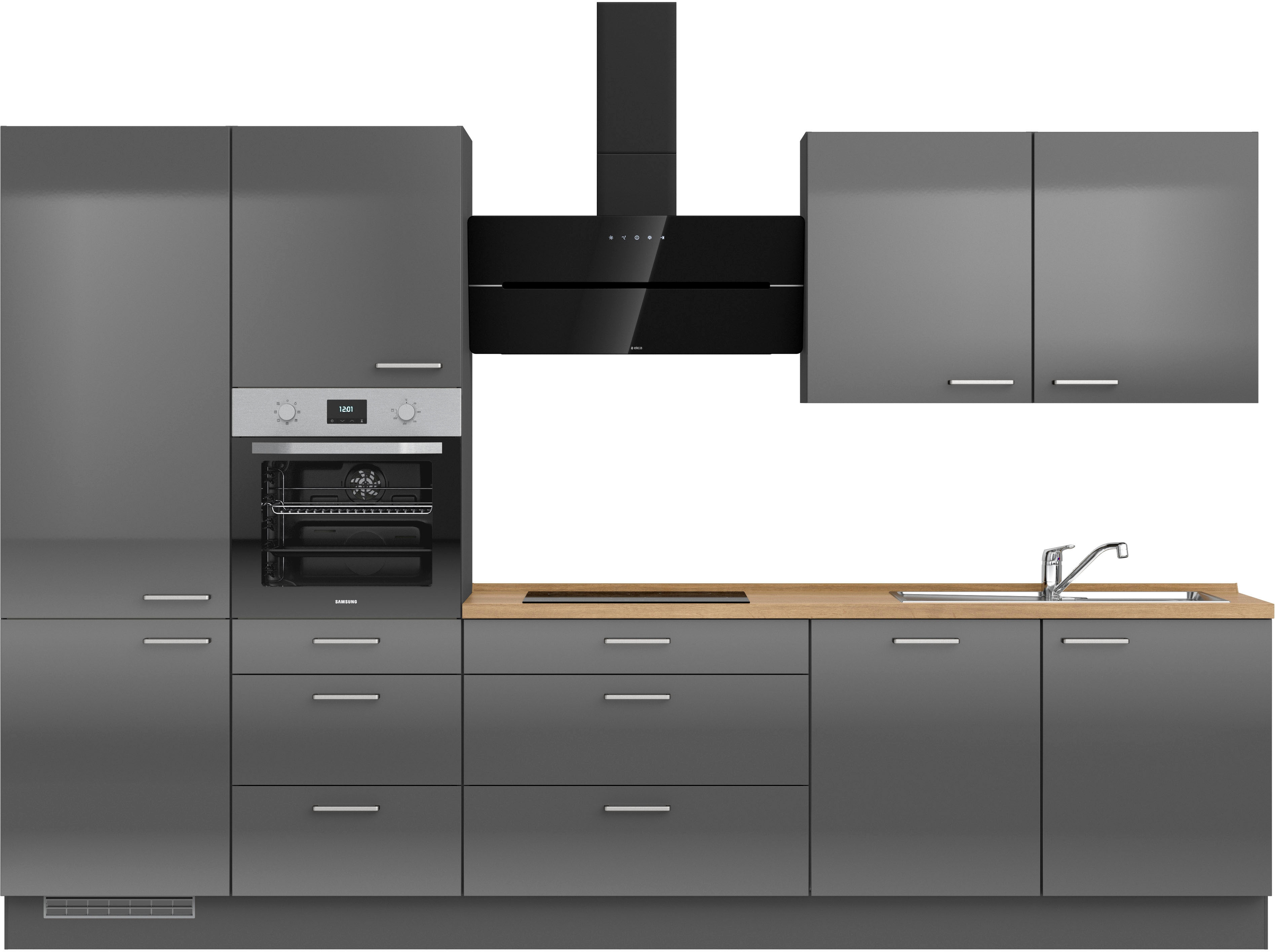 nobilia Küchenzeile ""Flash II", NEU: individuell anpassbar mit gratis Profi-Beratung" vormontiert, Breite 330 cm, Ausrichtung wählbar, wahlw. mit E-Geräten