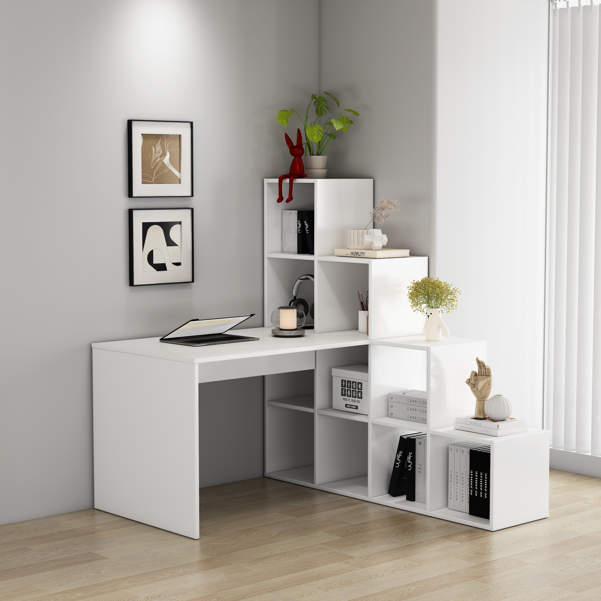 OTTO home Regal-Schreibtisch »Ciela« Set,  flexible Aufstellmöglichkeiten, wechselseitig  montierbar, B. 137 cm