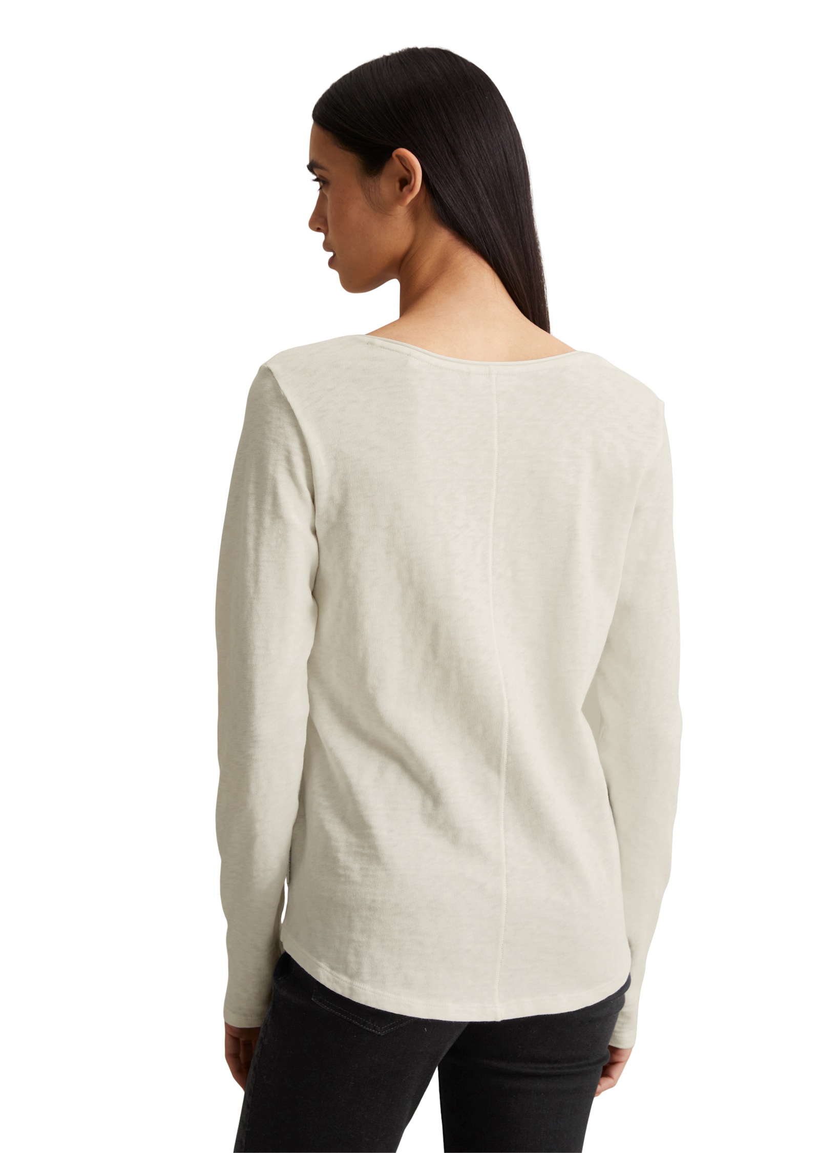 Marc O'Polo DENIM Langarmshirt mit Rollkante am V-Ausschnitt