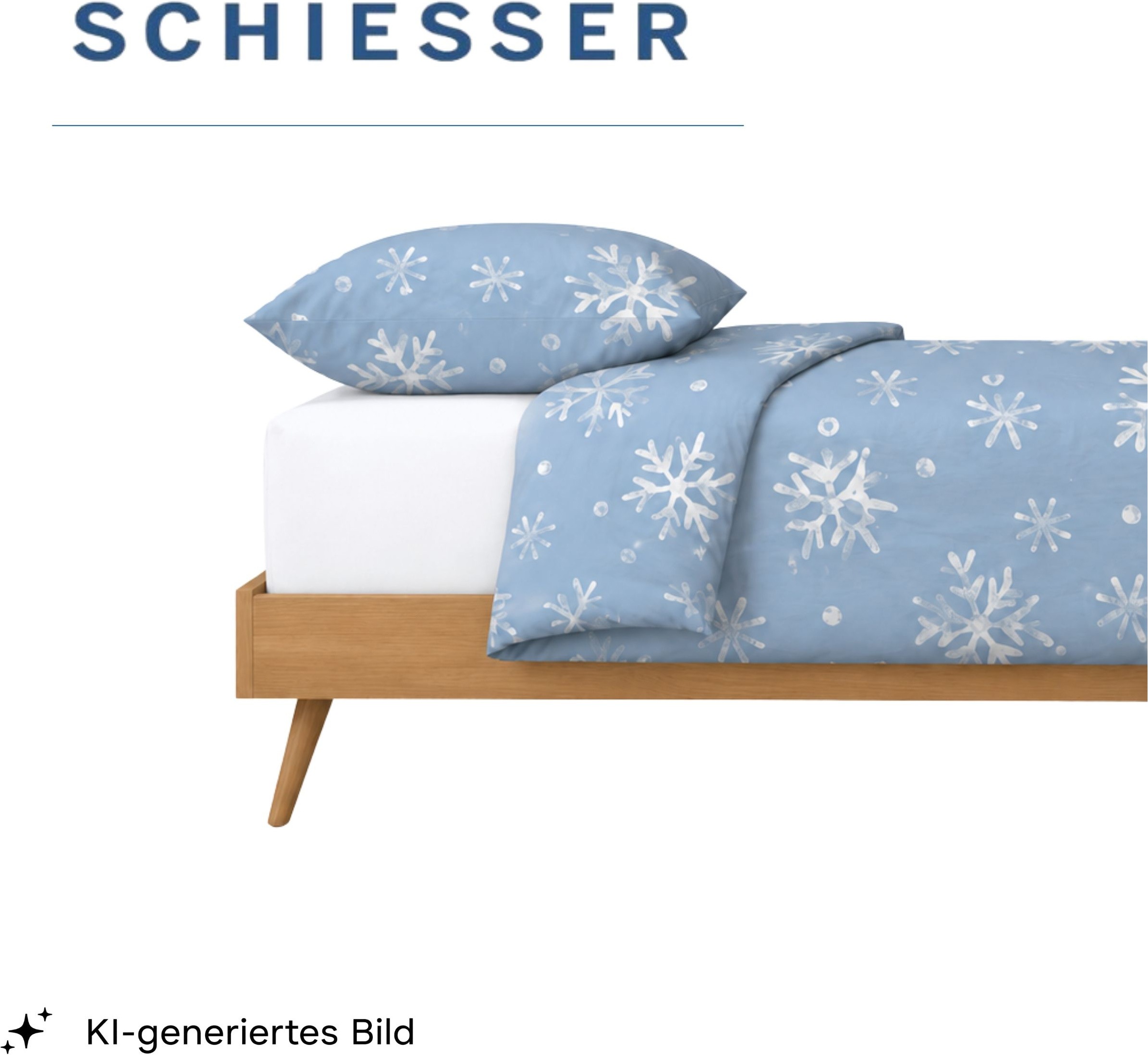Schiesser Bettwäsche »Skadi aus weicher Baumwolle mit weißen Schneeflocken« 2 Stk. OEKO-TEX® MADE IN GREEN-zertifiziert