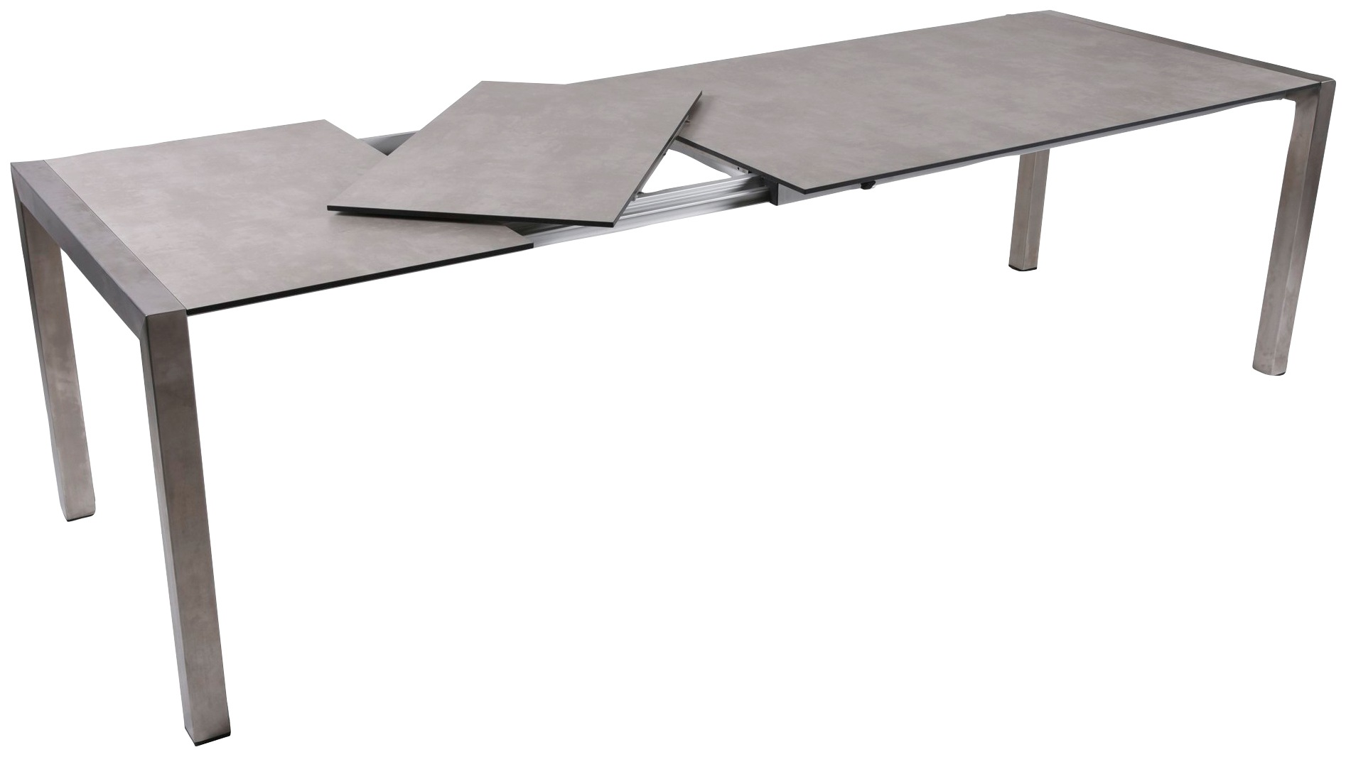Garten-Essgruppe GARDEN PLEASURE "SIENNA", grau (grau, taupe, silberfarben), B:292cm H:90cm T:160cm, Edelstahl, Kunststoff, Sitzmöbel-Sets, mit ausziehbarem Tisch 3
