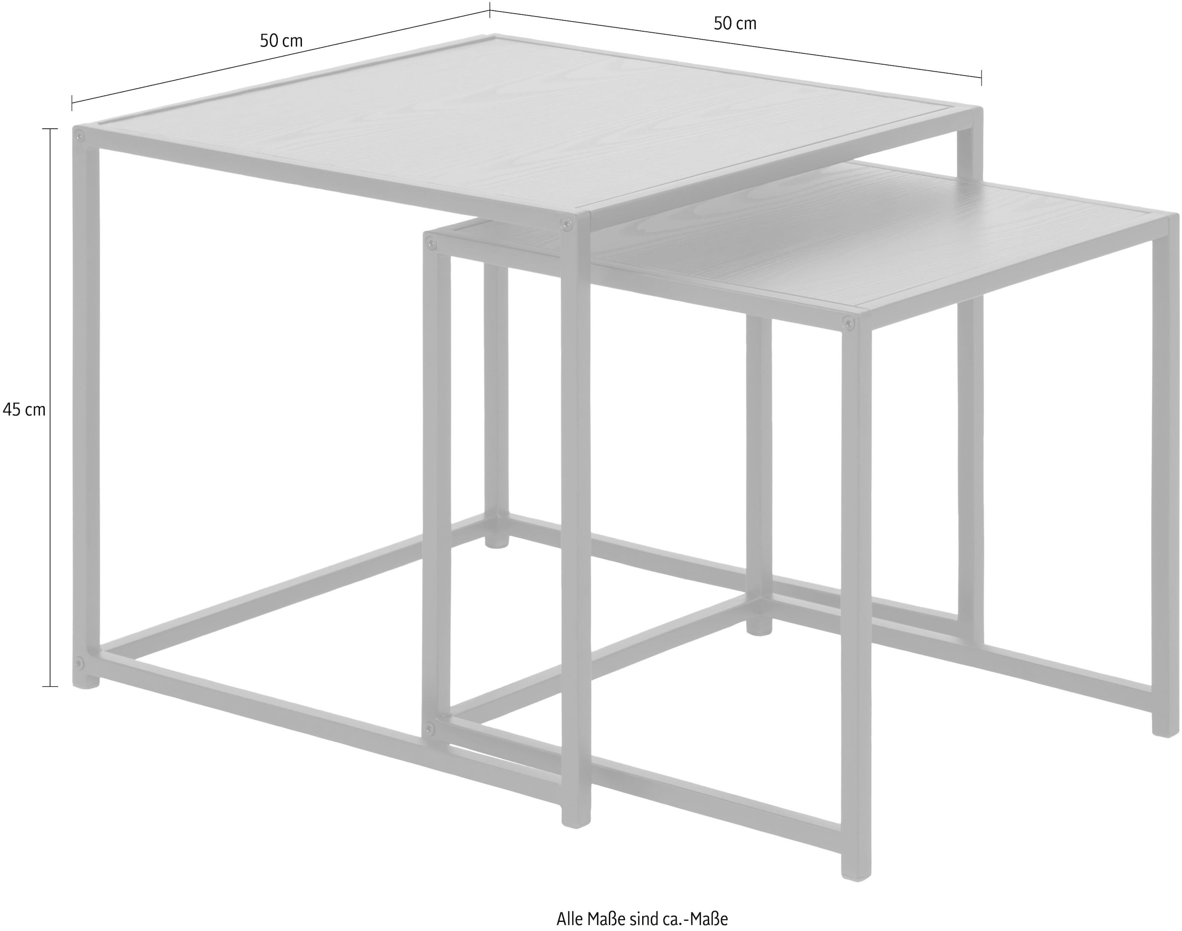 ACTONA GROUP Beistelltisch, (Set, 2 St.), Metallrahmen, Industrie-Look und quadratischer Form, Satz von 2 Stück