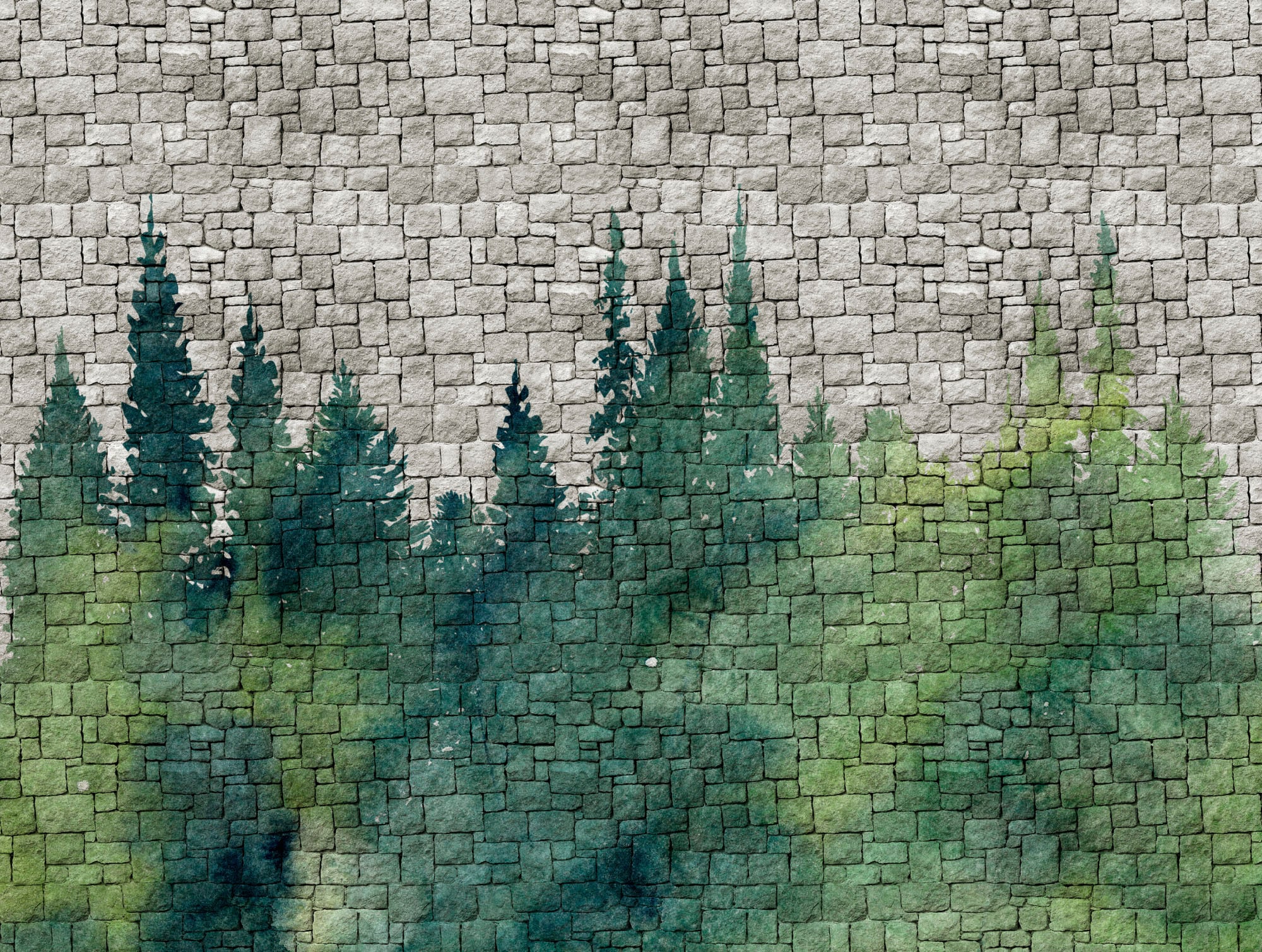 Living Walls Fototapete "The Wall" Motiv Steinoptik Wald Glatt Fototapete Wald Tapete Steinoptik Tapeten Wohnzimmer Modern Design