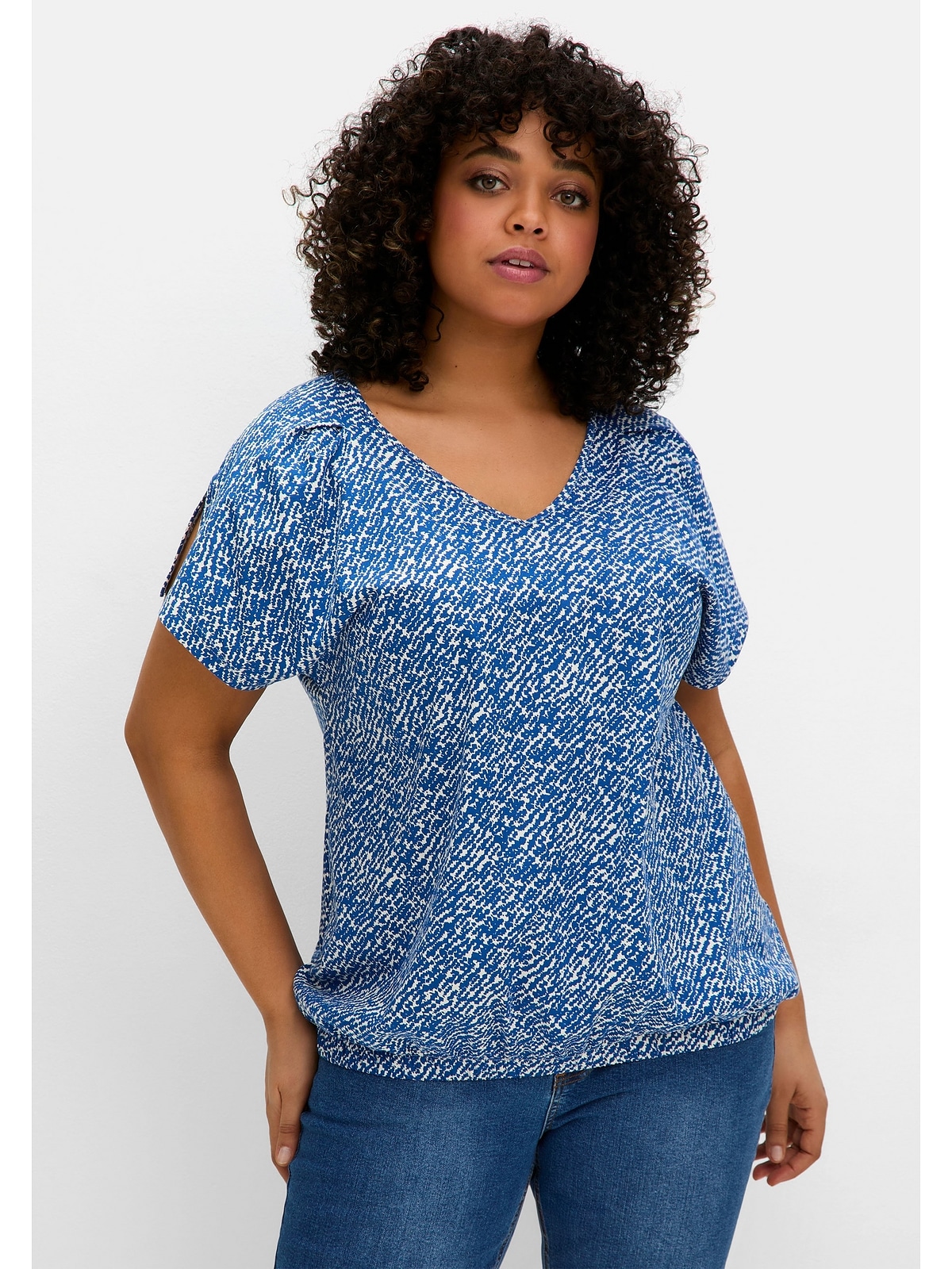 Sheego T-Shirt "Große Größen", mit Ärmel-Schlitz und Alloverdruck günstig online kaufen