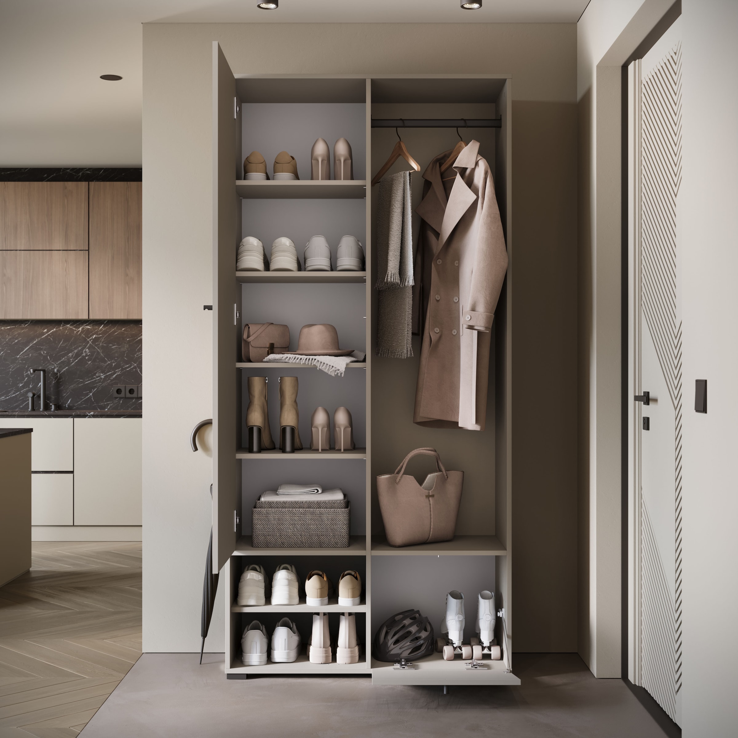 INOSIGN Garderobenschrank »DINO Kompaktgarderobe, Garderoben-Set DINO«, Mit Spiegel und Kleiderstange, 90 cm breit, Türanschlag wechselbar