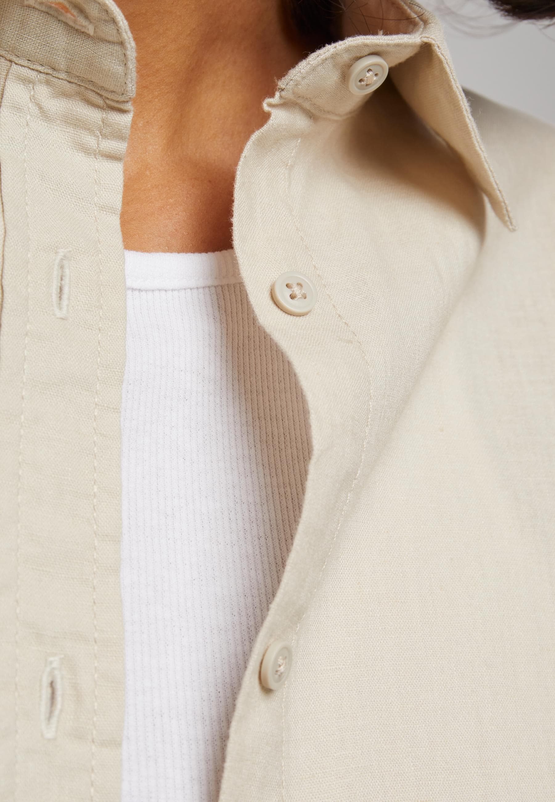 URBAN CLASSICS Langarmhemd »Urban Classics Damen Ladies Linen Mixed Oversized Shirt«