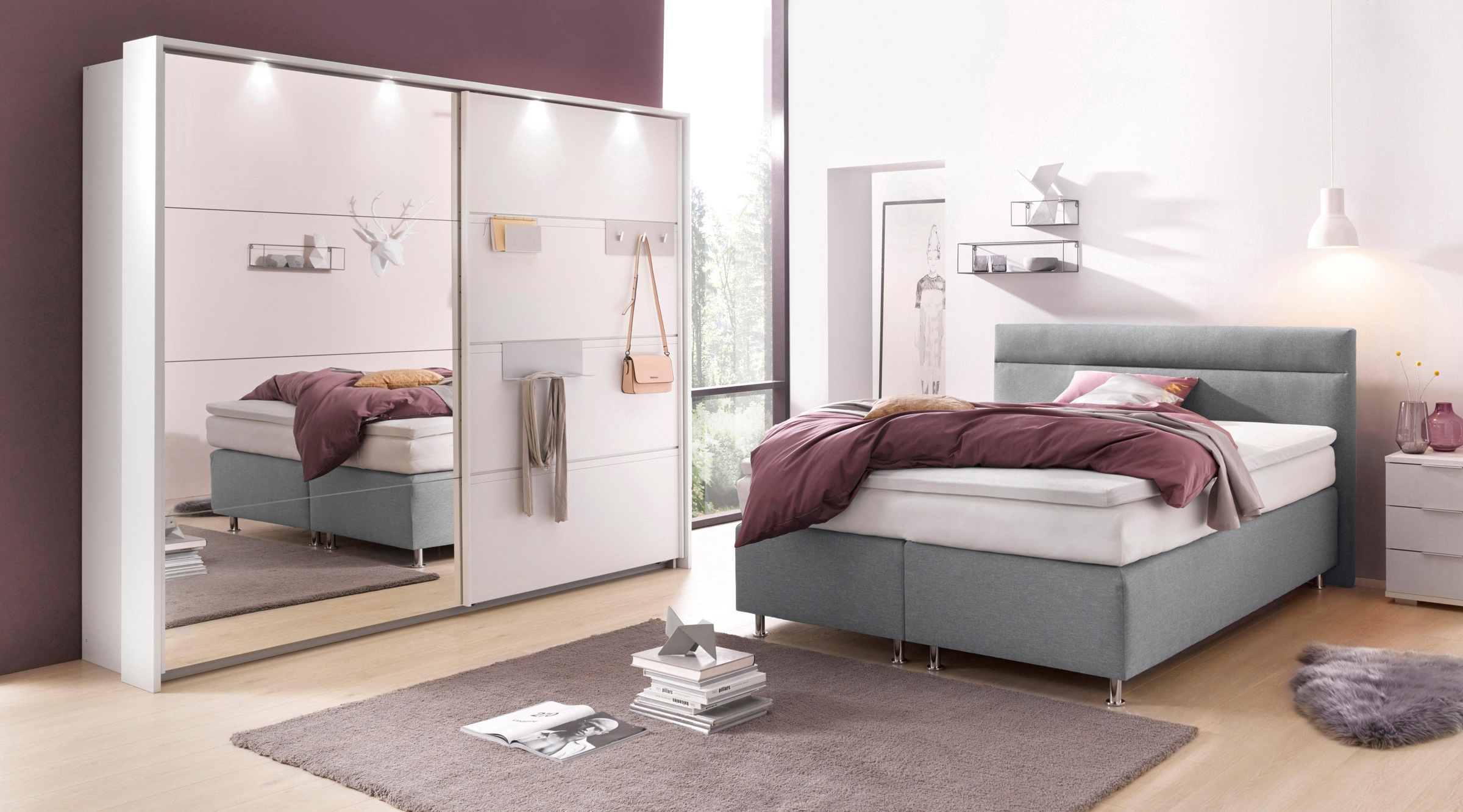 Westfalia Schlafkomfort Boxspringbett wahlweise mit LED-Beleuchtung günstig online kaufen