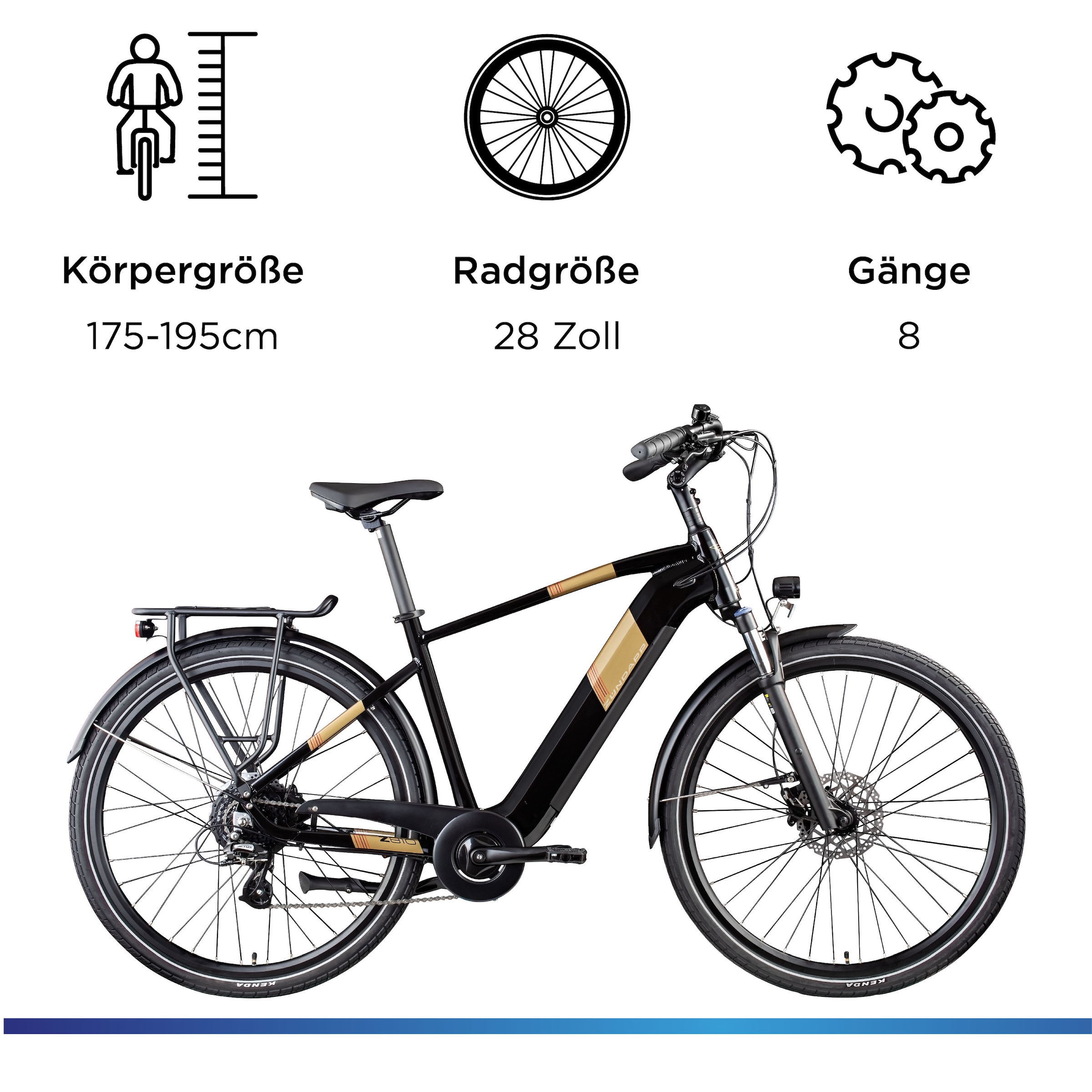 Zündapp »Z810« 8 Gang Shimano Altus RD-M310 Schaltwerk Kettenschaltung Heckmotor 250 W Pedelec, Elektrofahrrad für Damen und Herren