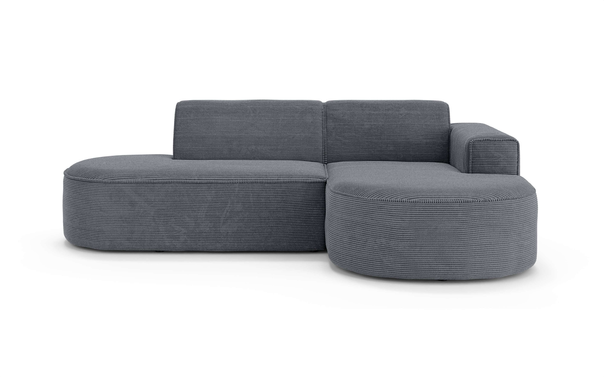 OTTO home Ecksofa »ADELLA XL Design-Sofa mit Recamiere rechts/links, 263/159/76 cm«, L-Form XL mit Wellenunterfederung, runde Form, auch in Cord