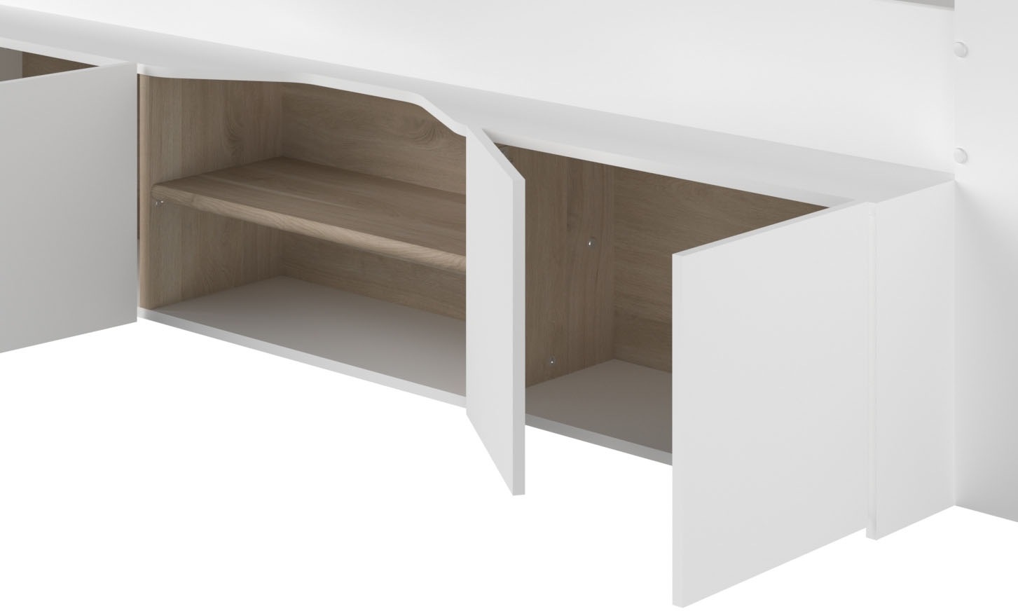 Parisot Hochbett »Cleo«, (1 St.), Schreibtisch beidseitig anbaubar, viel Stauraum, für Jungen & Mädchen