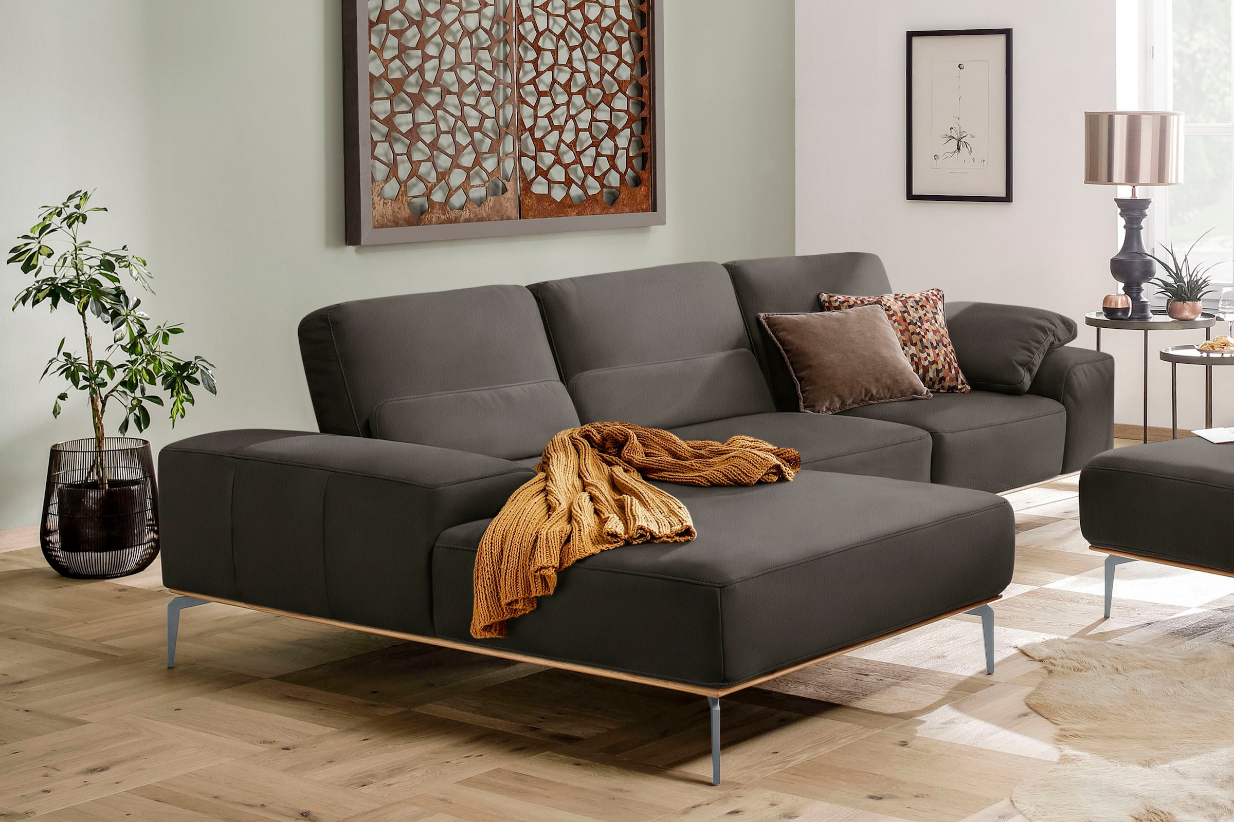 W.SCHILLIG Ecksofa "run", mit elegantem Holzsockel, Füße in Silber matt, Br günstig online kaufen