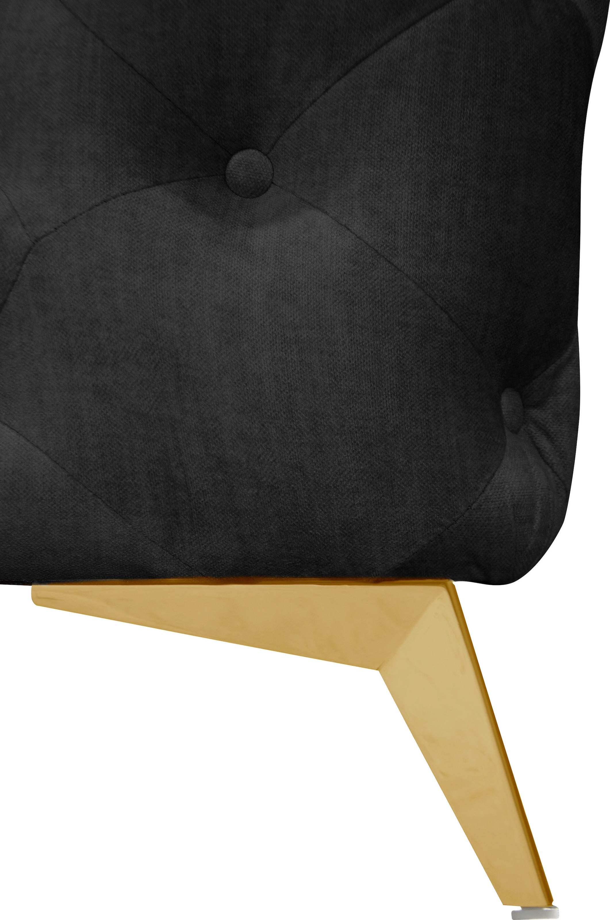 Leonique Chesterfield-Sofa »Ecksofa GLYNIS L-Form mit Wellenunterfederung, Maße B/T/H 323/264/75cm«, aufwändige Knopfheftung, moderne Chesterfield Optik, Fußfarbe wählbar