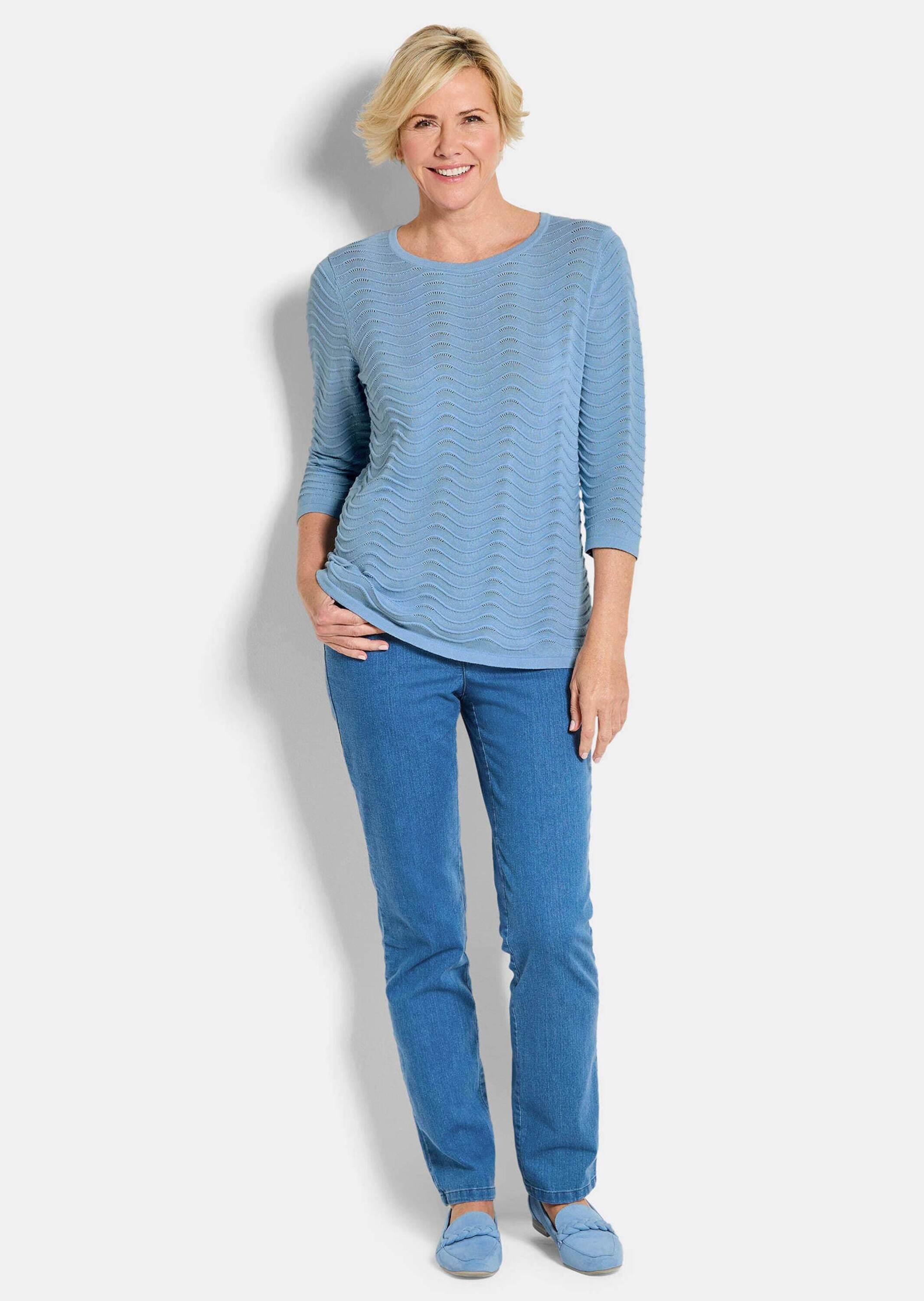 GOLDNER Rundhalspullover "Sommerpullover mit Wellenstruktur" moderner Welle günstig online kaufen