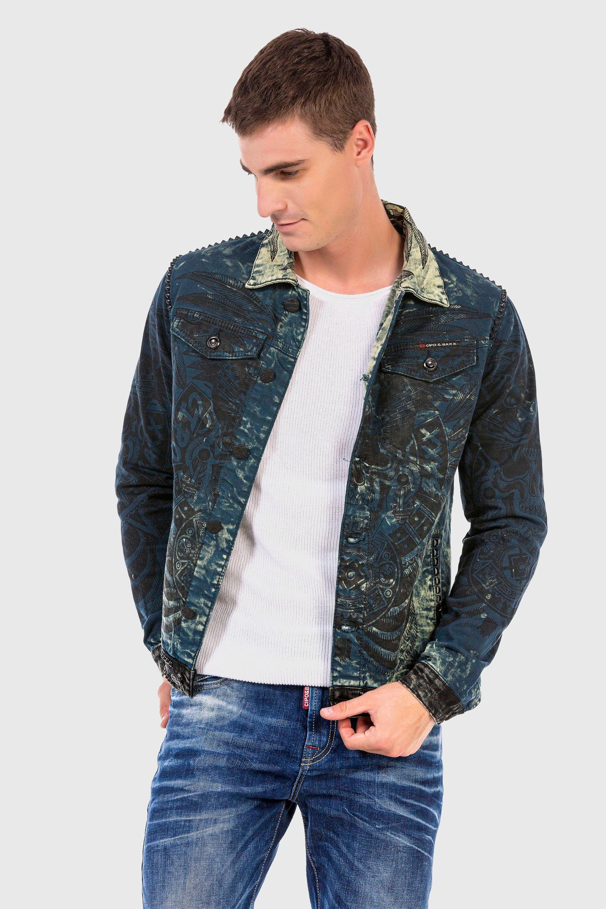 Cipo & Baxx Jeansjacke »Jacke«, ohne Kapuze, mit Allover-Print