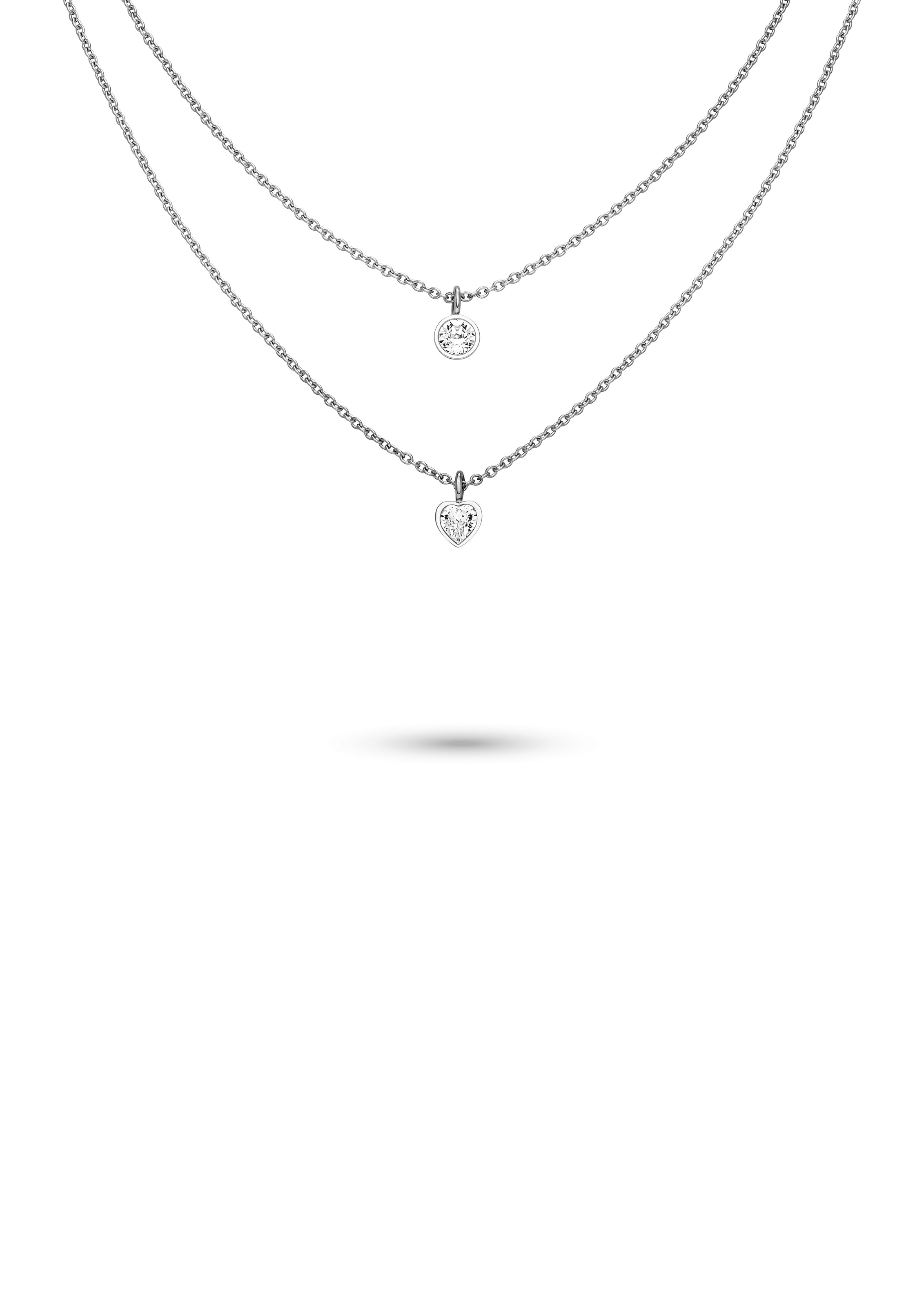 s.Oliver Ketten-Set »Schmuck Geschenk Edelstahl Halskette The Double Row, Herz« mit Glasstein