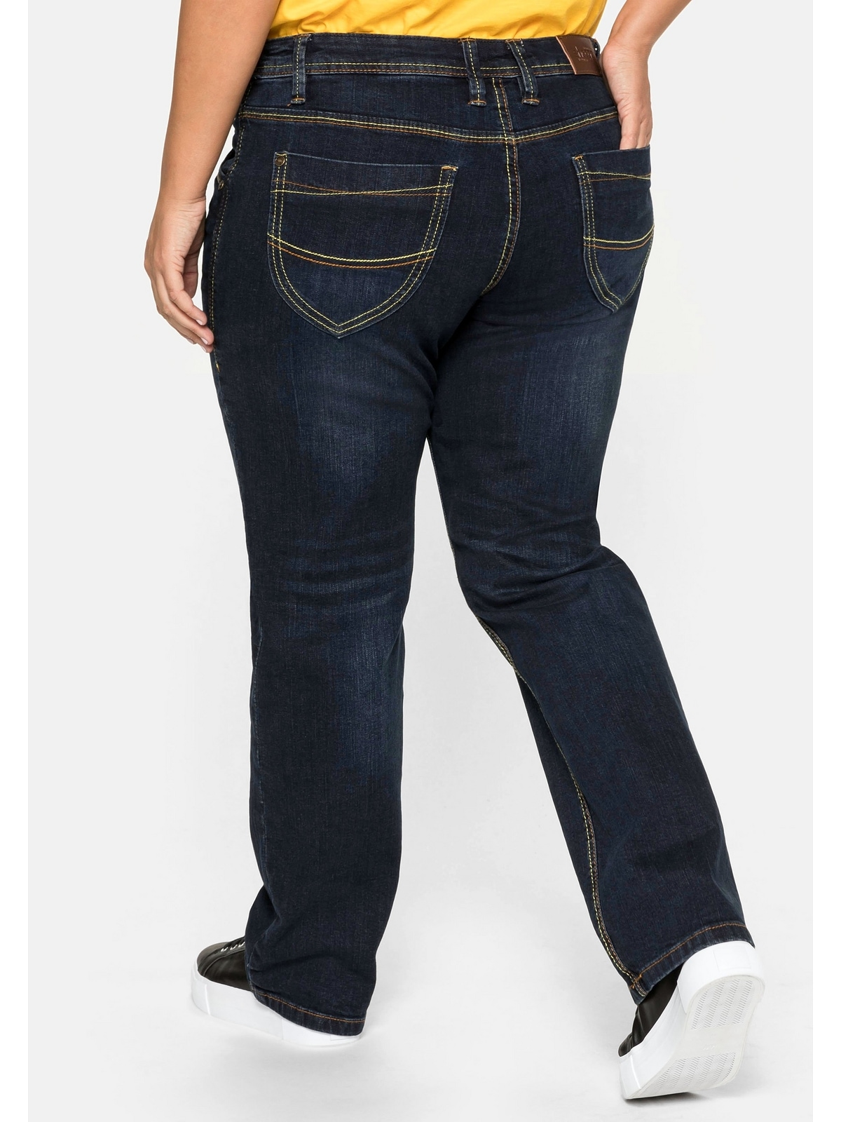 Sheego Stretch-Jeans "Große Größen", mit gerader Beinform, individuelle Used-Effekte