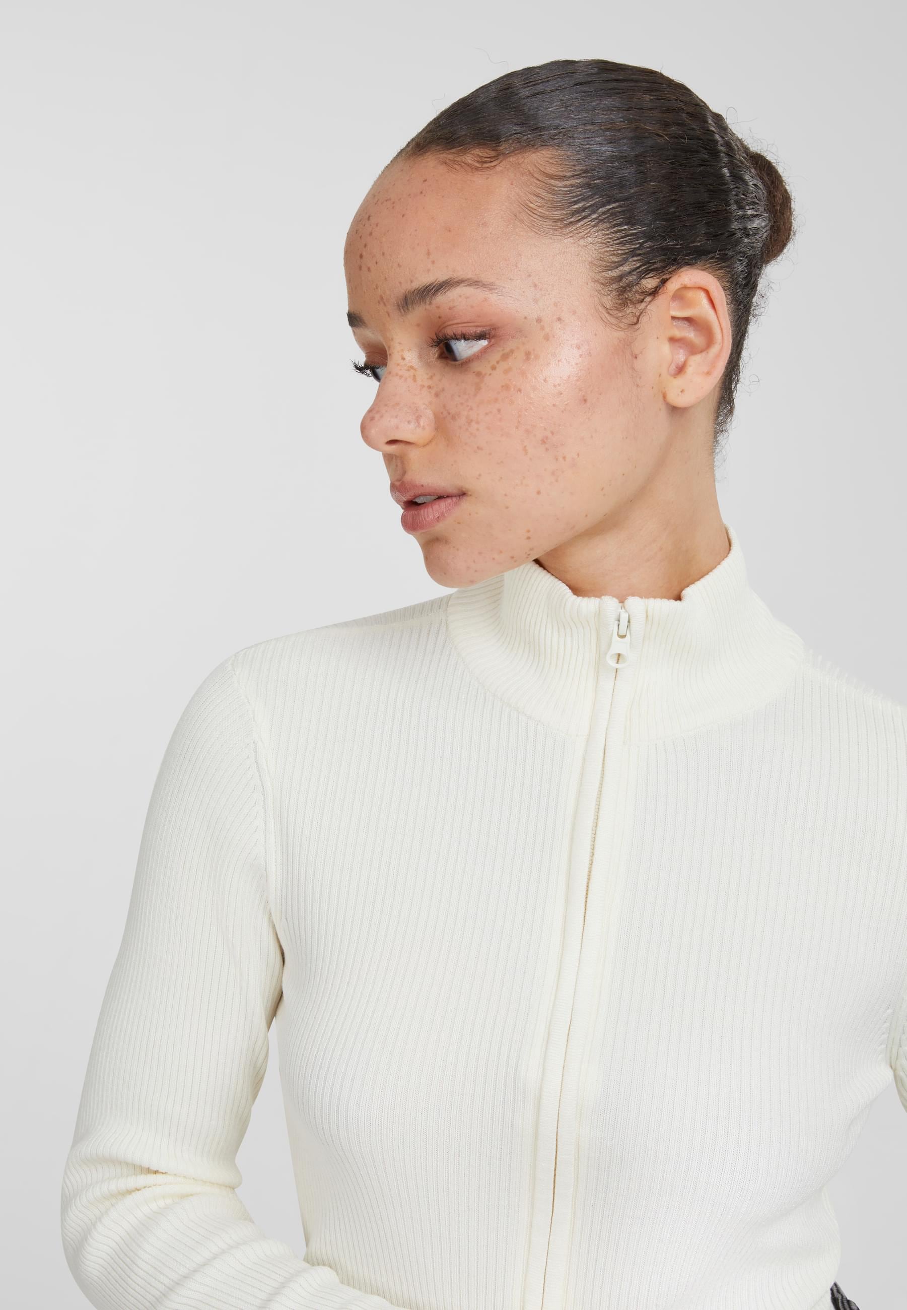 URBAN CLASSICS Cardigan »Urban Classics Damen Ladies Cropped Rib Knit Zip Cardigan«