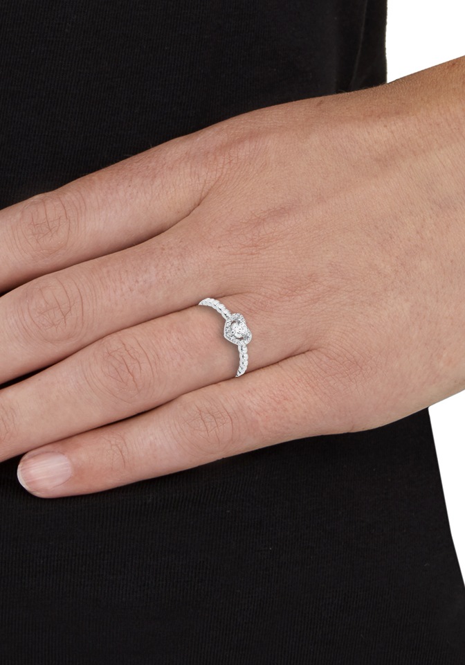Silberring AMOR "Herz" Gr. 19, silber (silberfarben, kristallweiß), Fingerringe, Damen, 19, Silber 925 (Sterlingsilber), Silberring, mit Zirkonia (synth.) 4