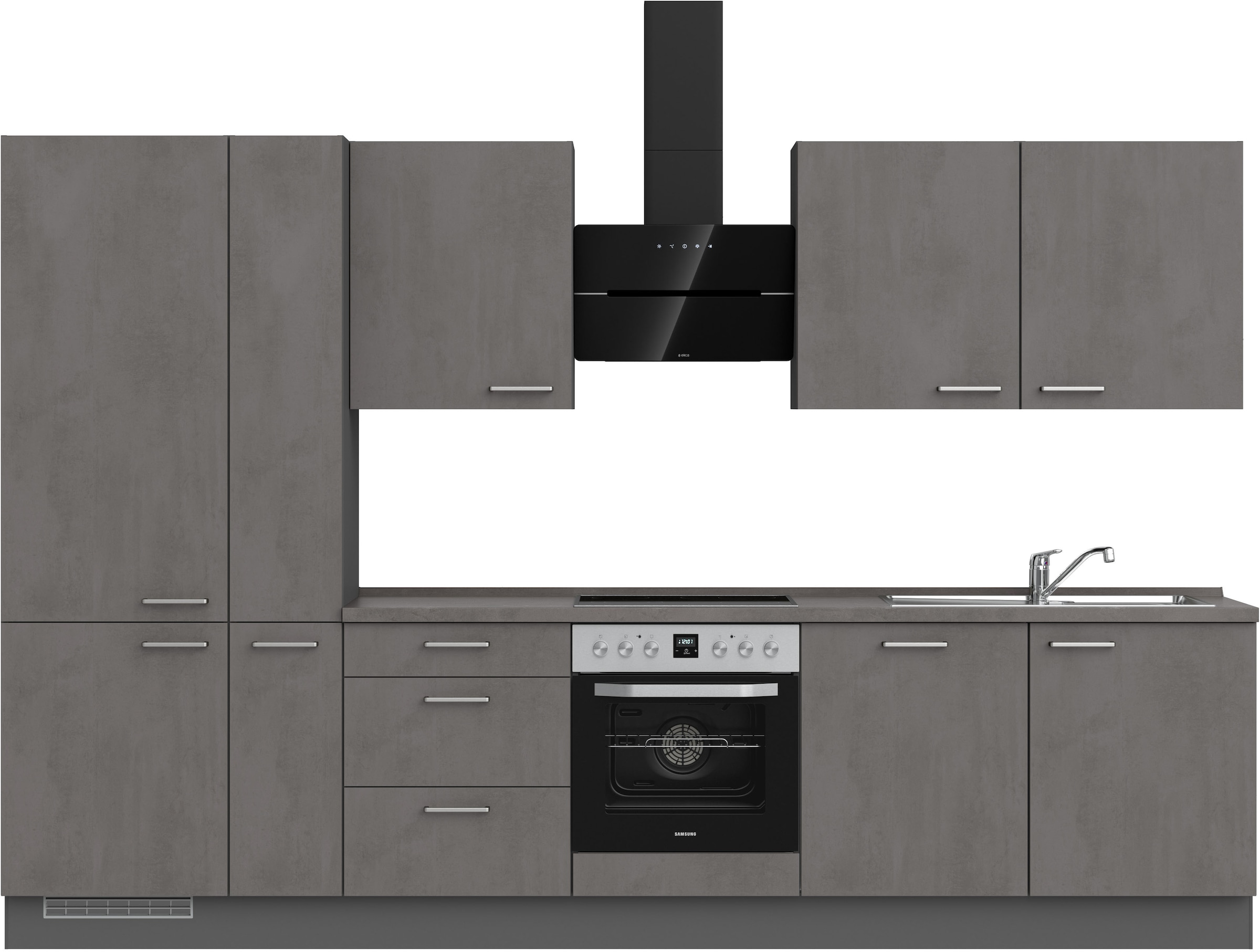 nobilia Küchenzeile ""Riva II", NEU: individuell anpassbar mit gratis Profi-Beratung" vormontiert, Breite 330 cm, Ausrichtung wählbar, wahlw. mit E-Geräten