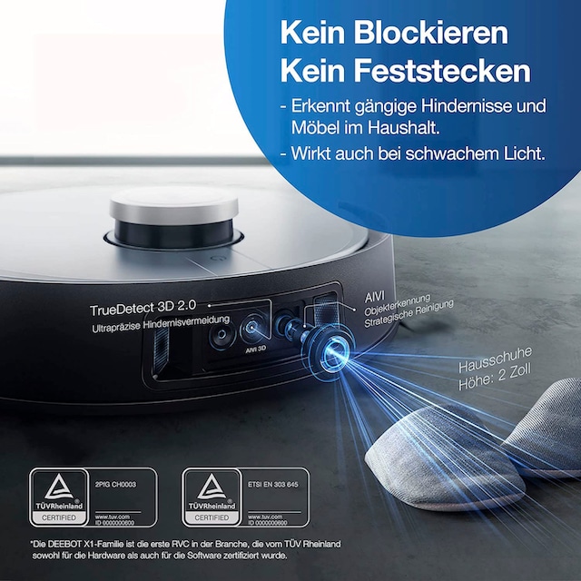 ECOVACS Nass-Trocken-Saugroboter »DEEBOT X1 OMNI,«, 5000PA, Zwei rotierende  Mops, OMNI Reinigungsstation, Schwarz/Silber bestellen | BAUR